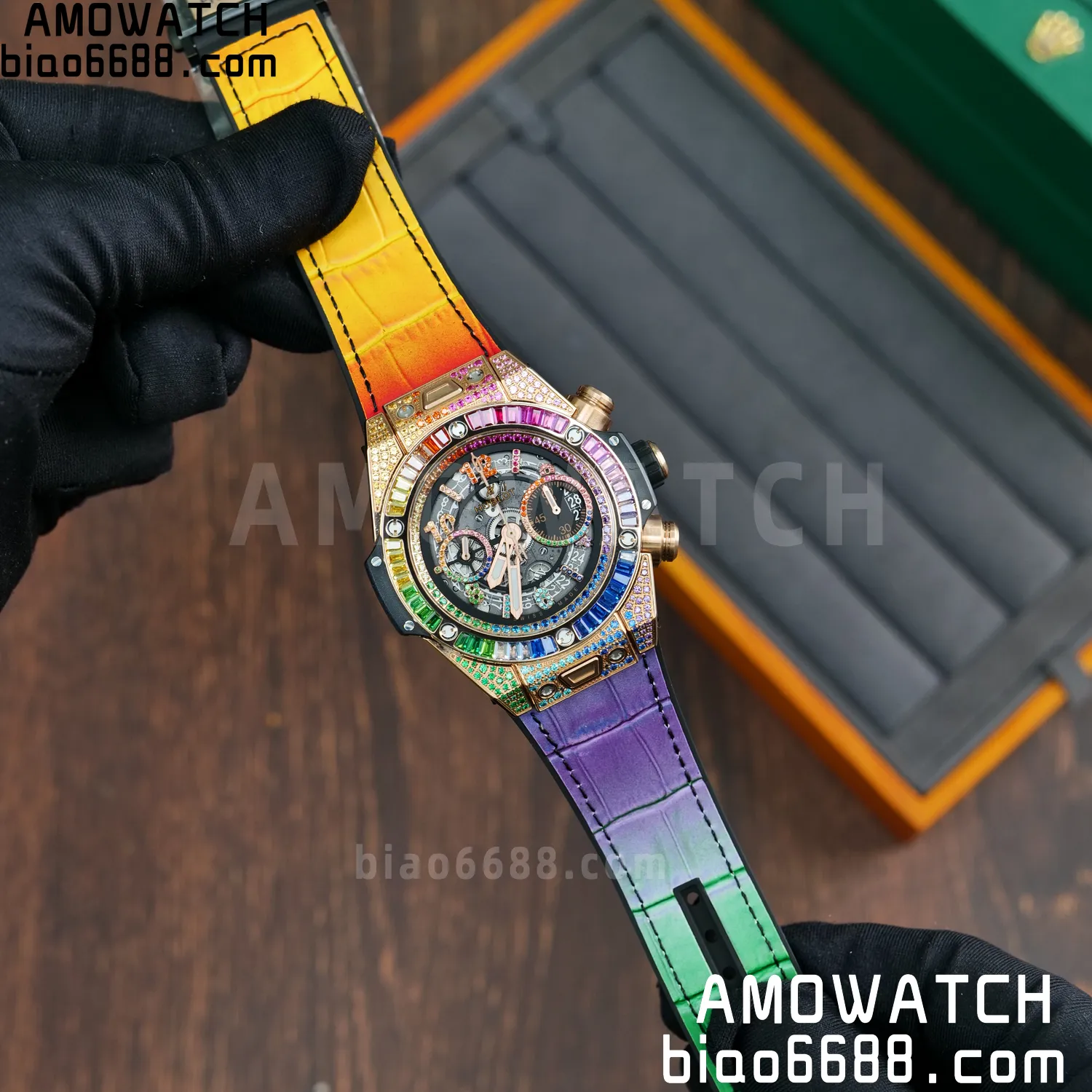 HUBLOT Big Bang Unico Rainbow King 421.OX 42mm BBF 1:1 Best Edition on Rainbow Gummy Strap A1280 61 446151ab6233c83 AMO Watch