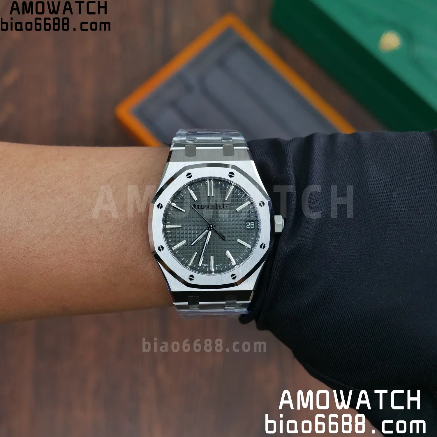 Royal Oak 41mm 15510 SS VSF 1:1 Best Edition Green Textured Dial on SS Bracelet DD4302 Super Clone 89 44ca19e0cc56742 阿默表行AmoWatch