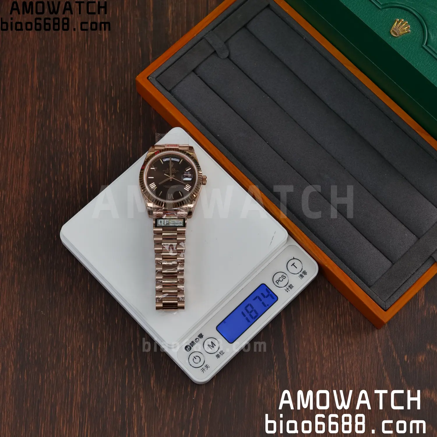 Rolex DayDate 228235 40 RG QF1:1 Best Edition Brown Roman Dial on Bracelet V6(Tungsten Heavy Versio) 59 47b824d1bf7712c 1 阿默表行AmoWatch