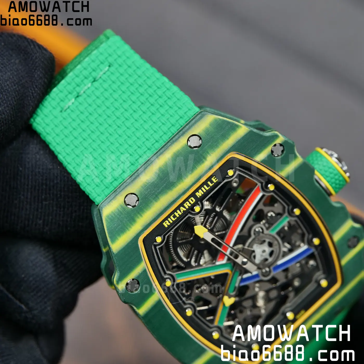 RICHARD MILLE RM67-02 Green NTPT Best Edition Umi Maker's Dial on Green Nylon strap CRMA7 Clone V9 92 48df31f6ed8e83b AMO Watch