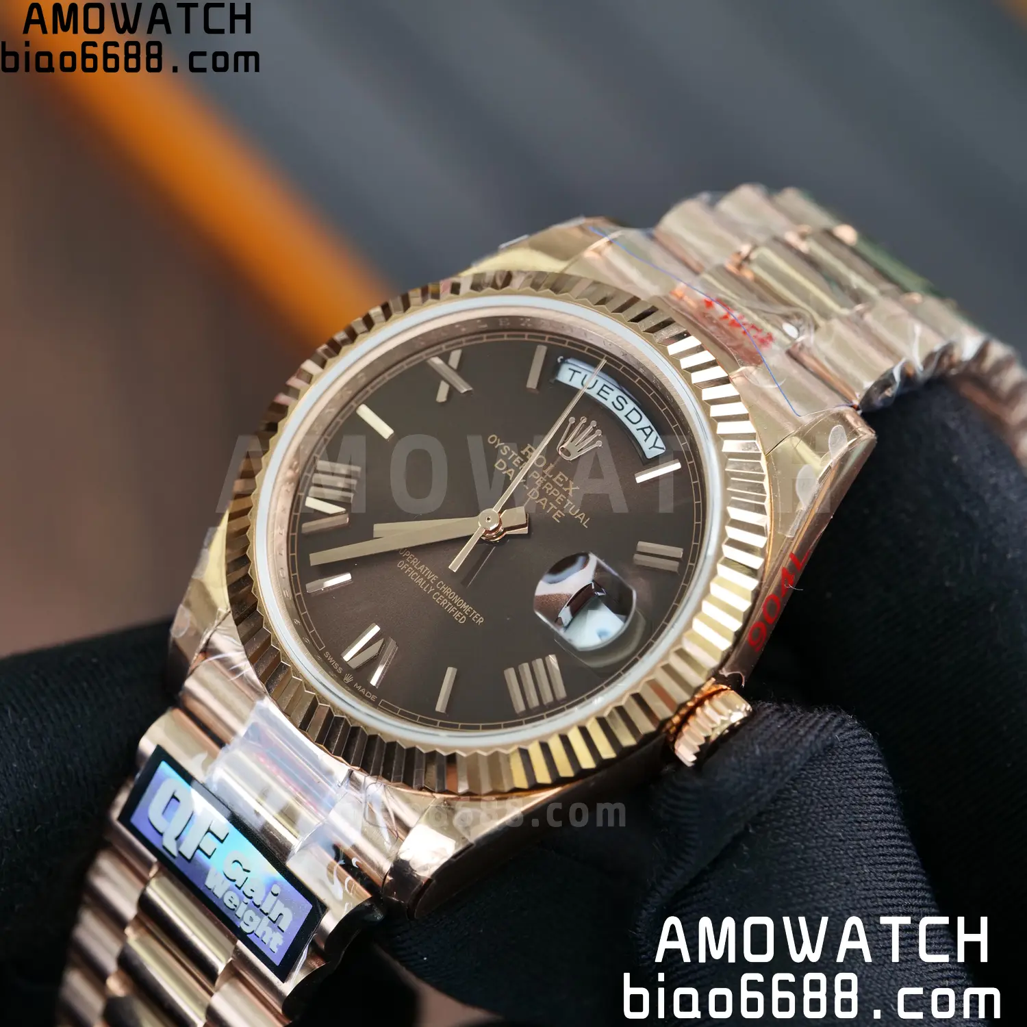 Rolex DayDate 228235 40 RG QF1:1 Best Edition Brown Roman Dial on Bracelet V6(Tungsten Heavy Versio) 72 518120d7ca8986f 阿默表行AmoWatch