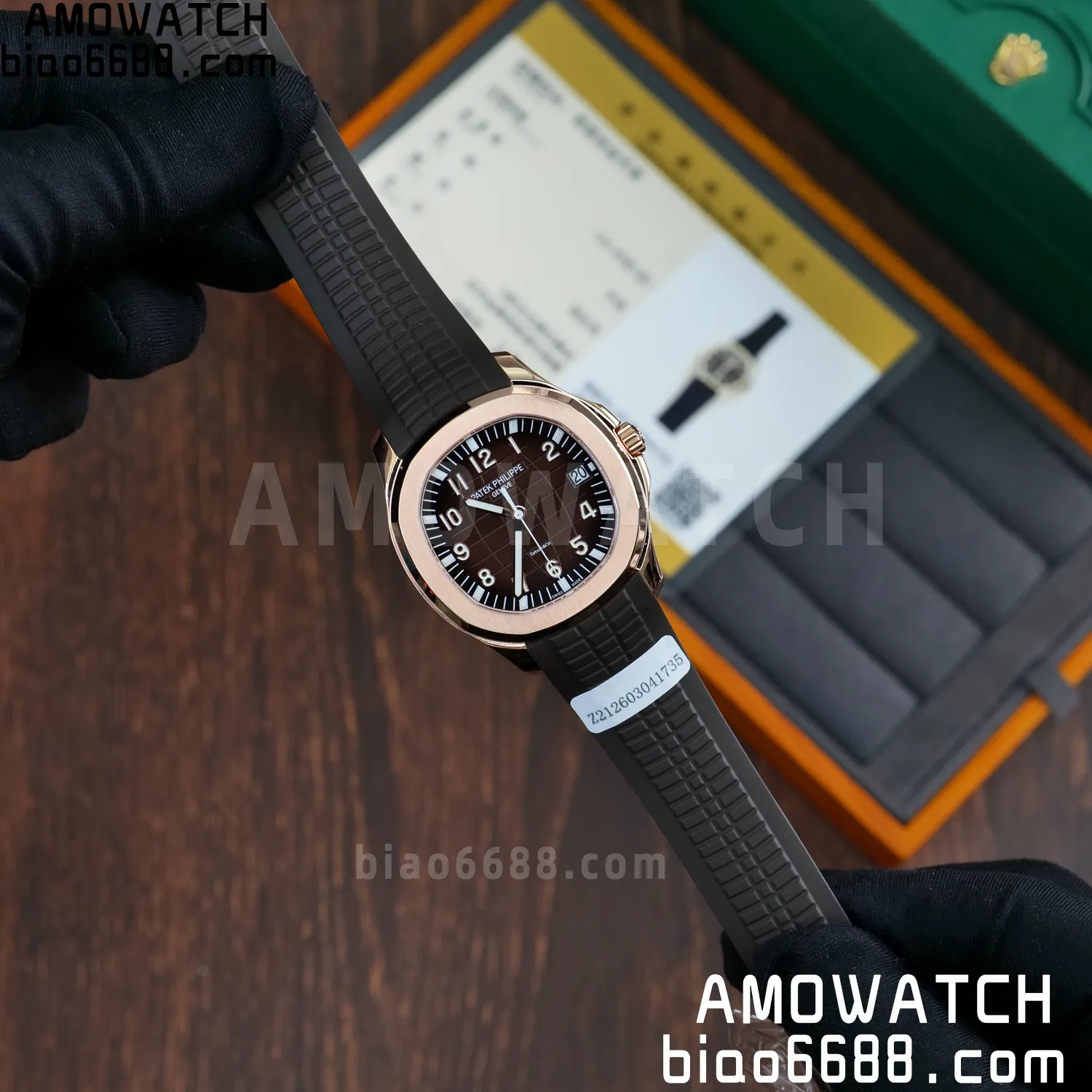 Custom Made PP Aquanaut 5167R ,Modified content :SW factory With Tiffany logo、 Gray Dial、 pointer、DEEP Crystal、18K rose gold-plated 81 53cd236de37412b 阿默表行AmoWatch