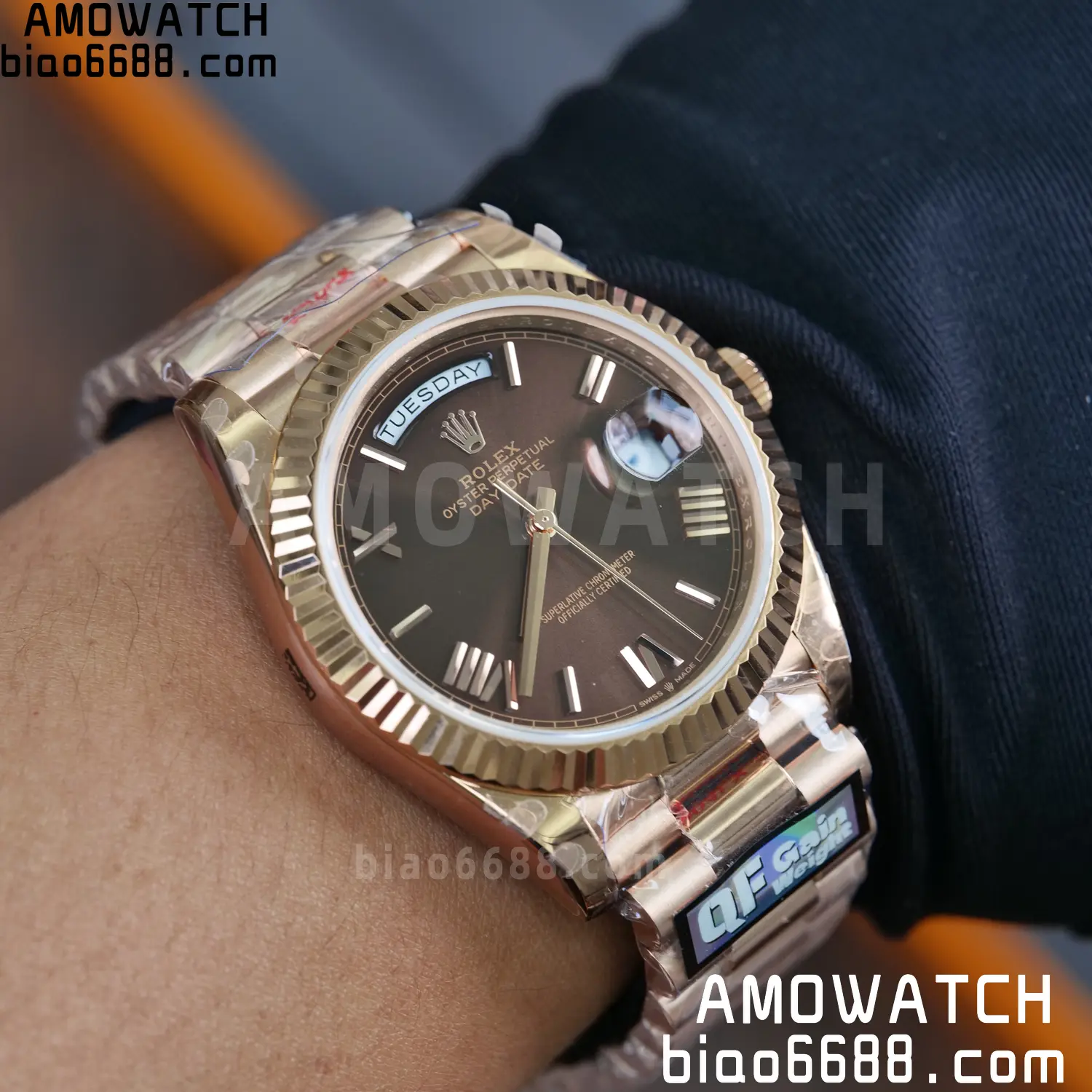 Rolex DayDate 228235 40 RG QF1:1 Best Edition Brown Roman Dial on Bracelet V6(Tungsten Heavy Versio) 86 5647df8252efd2e 阿默表行AmoWatch