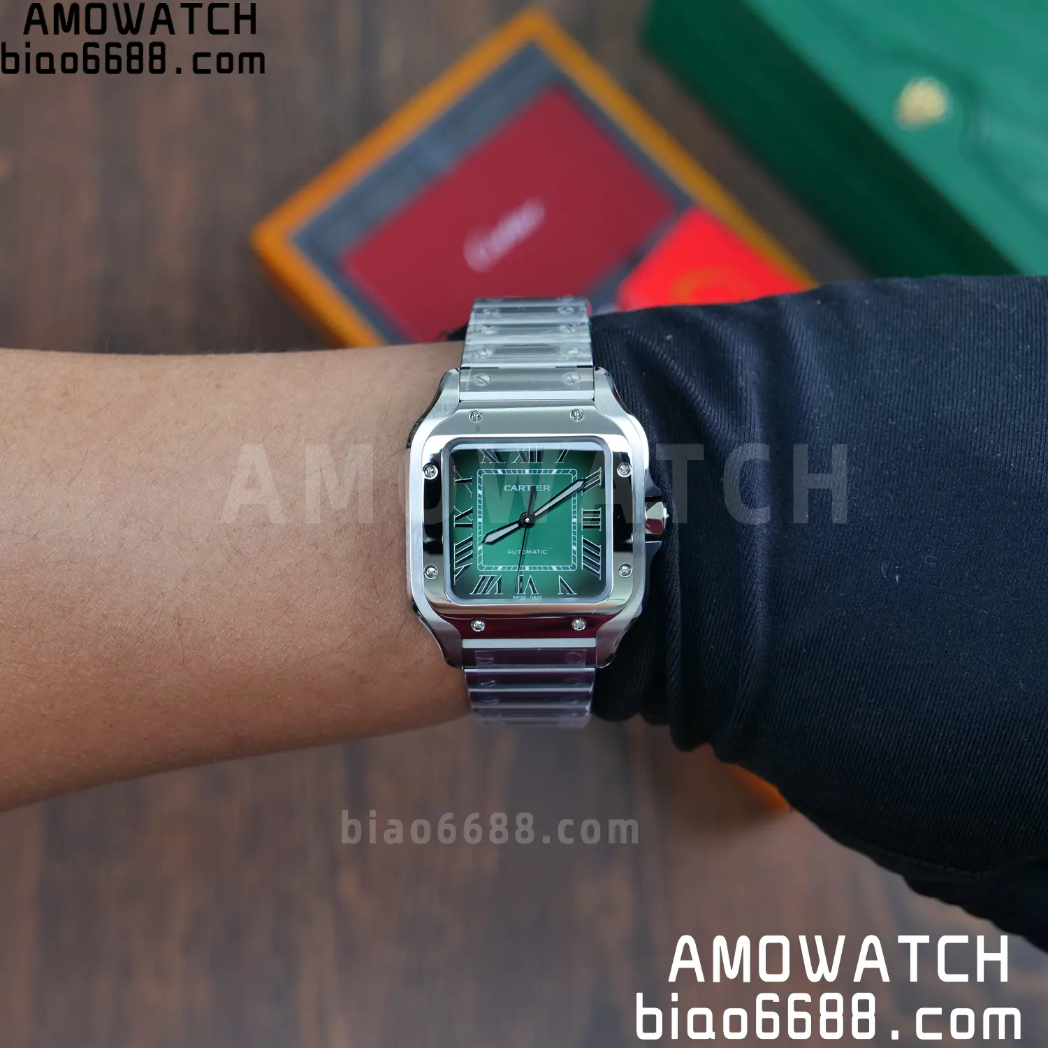 Santos de Cartier 35mm SS BVF 1:1 Best Edition Green Dial on SS Bracelet MIYOTA 9015 87 591596c74841016 阿默表行AmoWatch