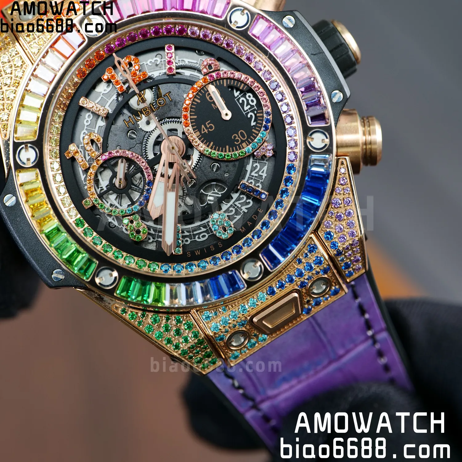 HUBLOT Big Bang Unico Rainbow King 421.OX 42mm BBF 1:1 Best Edition on Rainbow Gummy Strap A1280 77 5cadab730685e68 AMO Watch