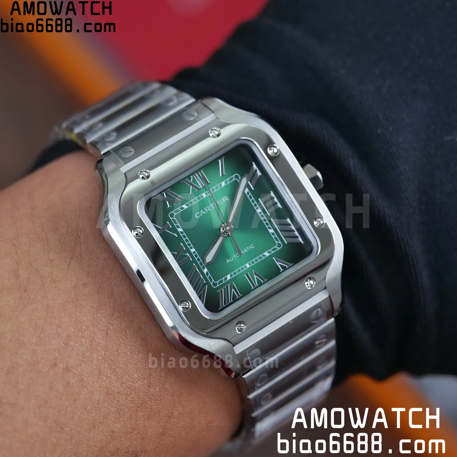 Santos de Cartier 35mm SS BVF 1:1 Best Edition Green Dial on SS Bracelet MIYOTA 9015 85 5f718ea02acc864 阿默表行AmoWatch