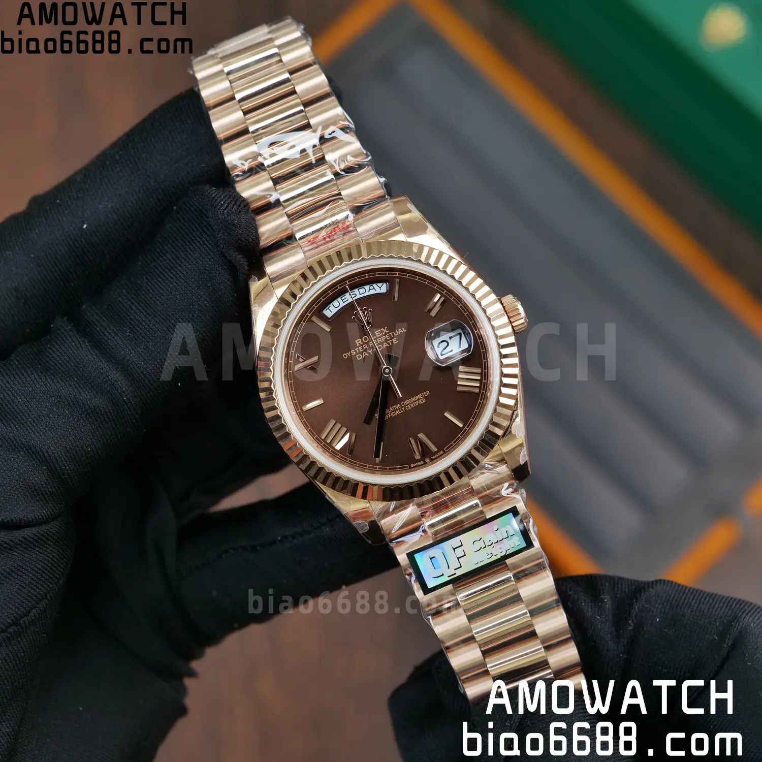 Rolex DayDate 228235 40 RG QF1:1 Best Edition Brown Roman Dial on Bracelet V6(Tungsten Heavy Versio) 61 6485bd6ded94525 阿默表行AmoWatch