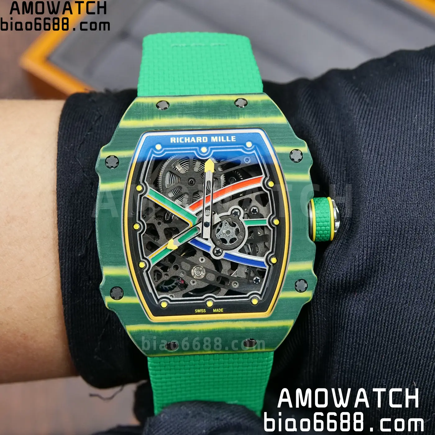 RICHARD MILLE RM67-02 Green NTPT Best Edition Umi Maker's Dial on Green Nylon strap CRMA7 Clone V9 75 6c773fa8f2341f8 AMO Watch
