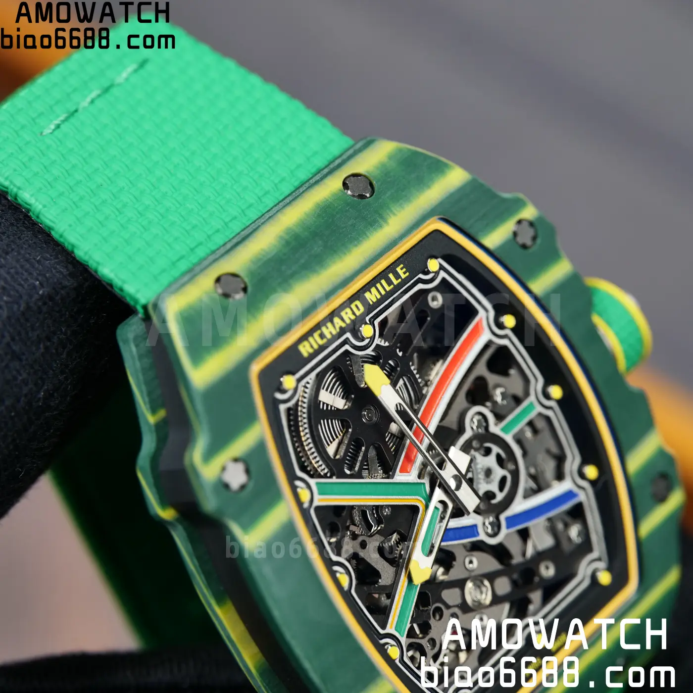 RICHARD MILLE RM67-02 Green NTPT Best Edition Umi Maker's Dial on Green Nylon strap CRMA7 Clone V9 97 6ec9935eee6be42 AMO Watch