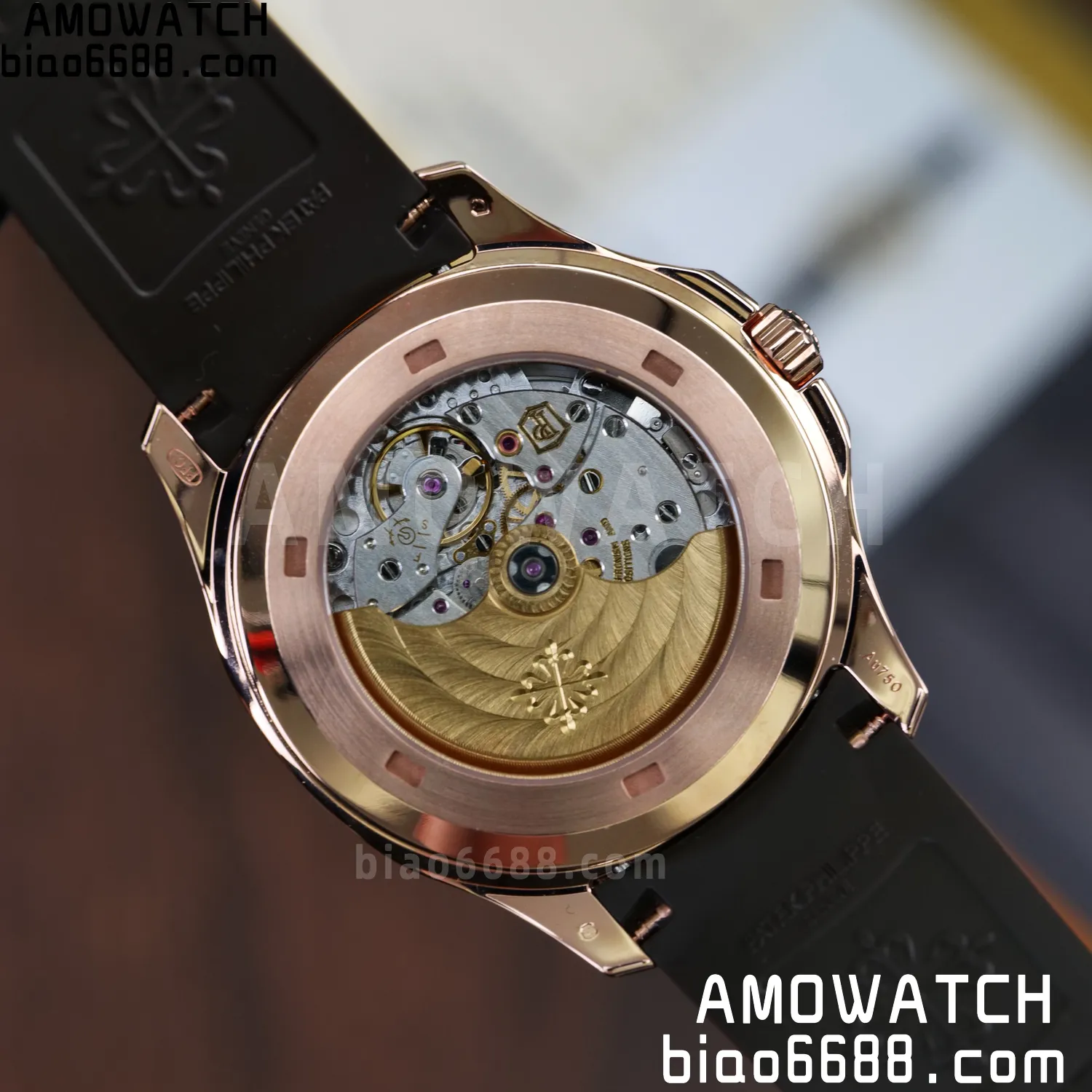 Custom Made PP Aquanaut 5167R ,Modified content :SW factory With Tiffany logo、 Gray Dial、 pointer、DEEP Crystal、18K rose gold-plated 104 718d80e45471ba3 阿默表行AmoWatch