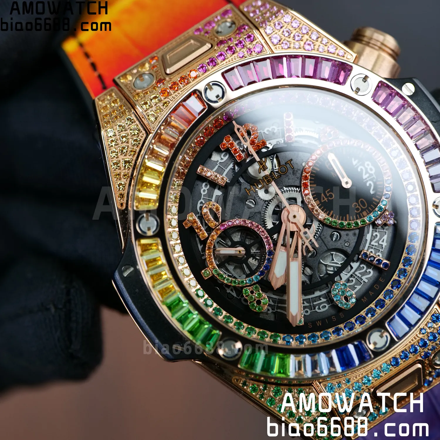 HUBLOT Big Bang Unico Rainbow King 421.OX 42mm BBF 1:1 Best Edition on Rainbow Gummy Strap A1280 76 72816695aacf175 AMO Watch