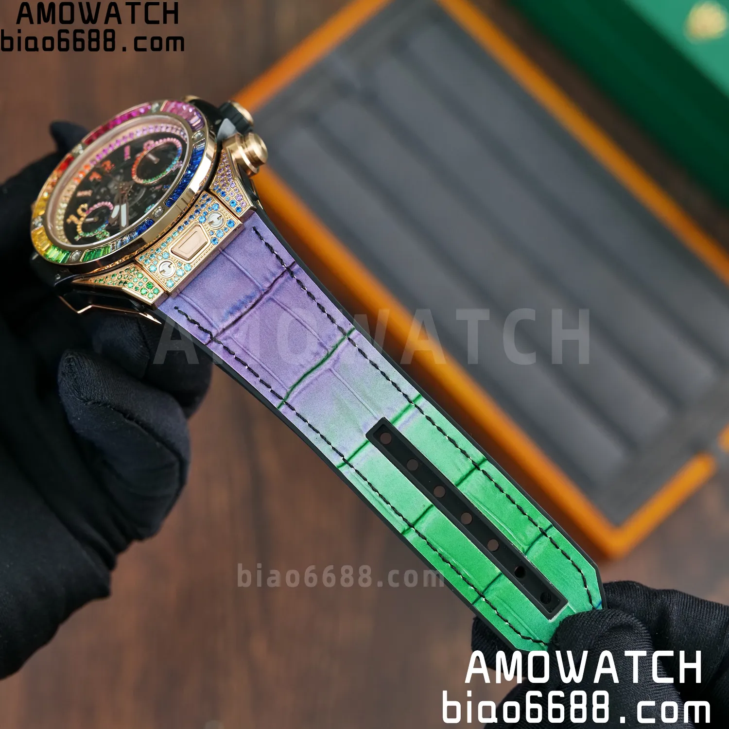 HUBLOT Big Bang Unico Rainbow King 421.OX 42mm BBF 1:1 Best Edition on Rainbow Gummy Strap A1280 65 735273922d15cc1 AMO Watch