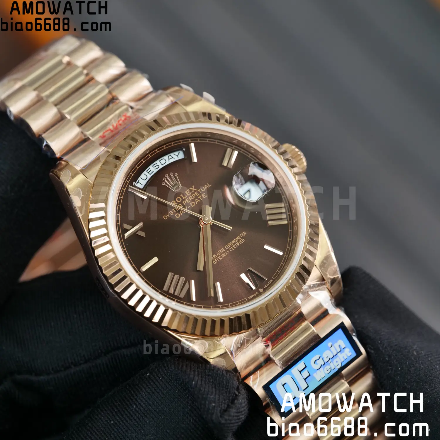 Rolex DayDate 228235 40 RG QF1:1 Best Edition Brown Roman Dial on Bracelet V6(Tungsten Heavy Versio) 71 7461403a2d2938c 阿默表行AmoWatch