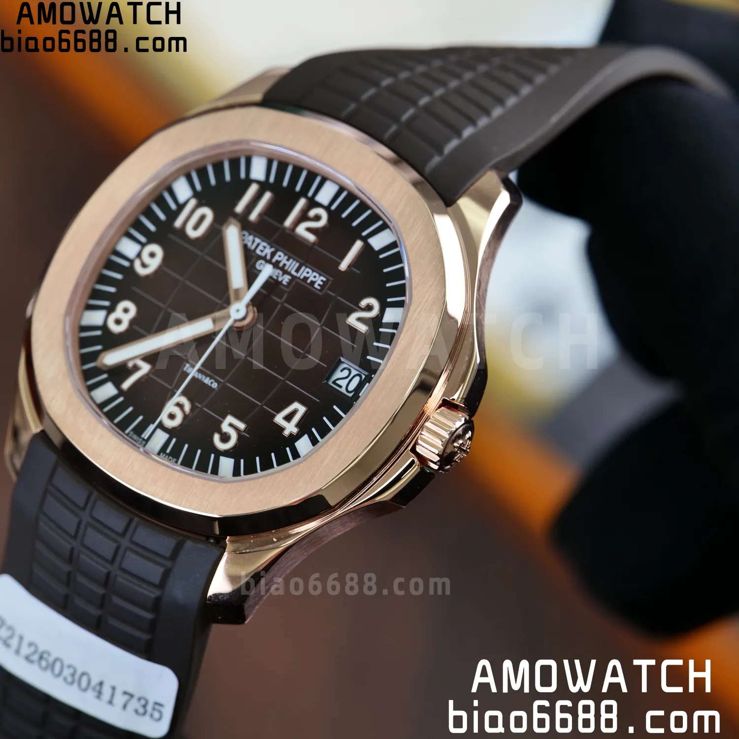 Custom Made PP Aquanaut 5167R ,Modified content :SW factory With Tiffany logo、 Gray Dial、 pointer、DEEP Crystal、18K rose gold-plated 93 74bc18df50d5387 阿默表行AmoWatch