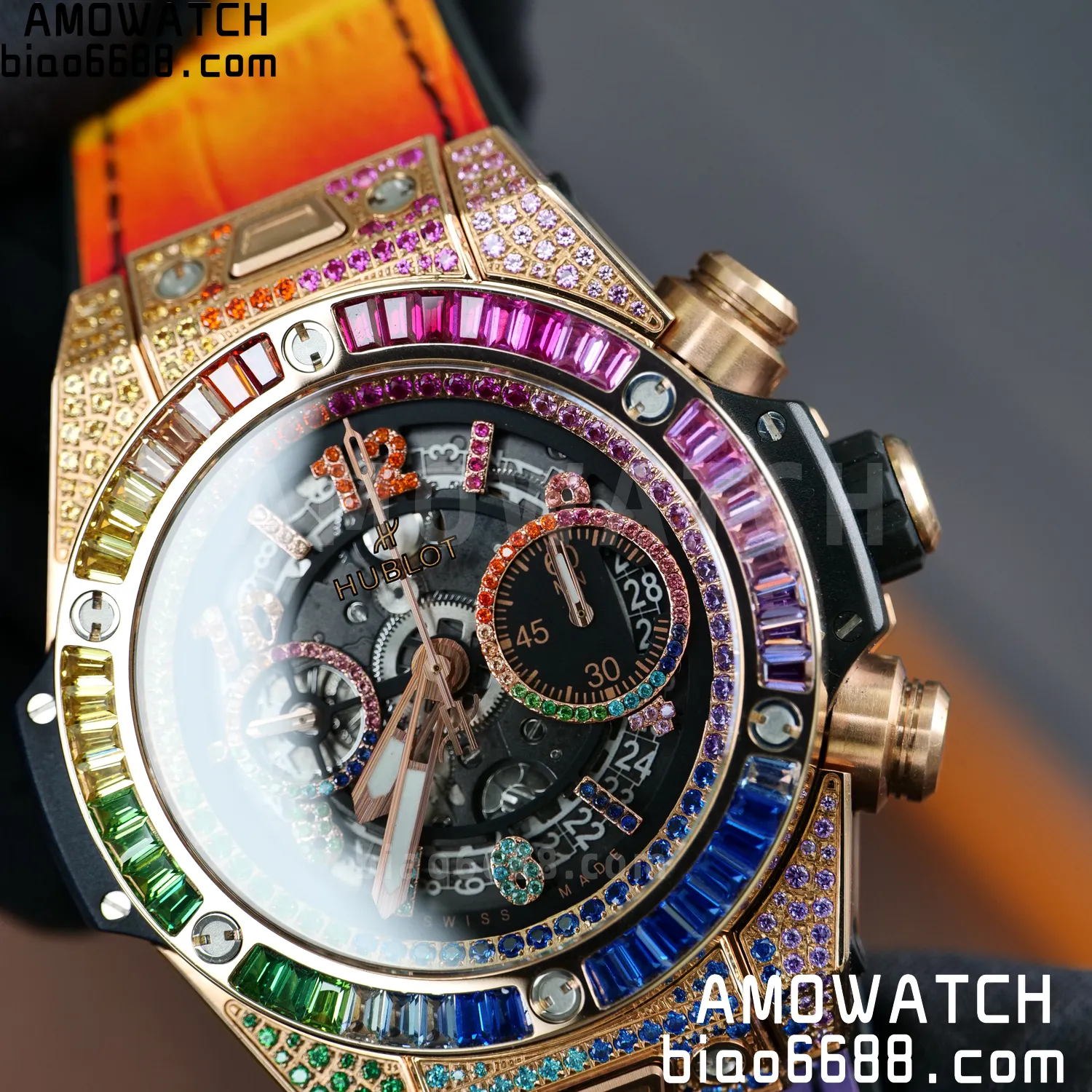 HUBLOT Big Bang Unico Rainbow King 421.OX 42mm BBF 1:1 Best Edition on Rainbow Gummy Strap A1280 75 78b17e10ad2a840 AMO Watch