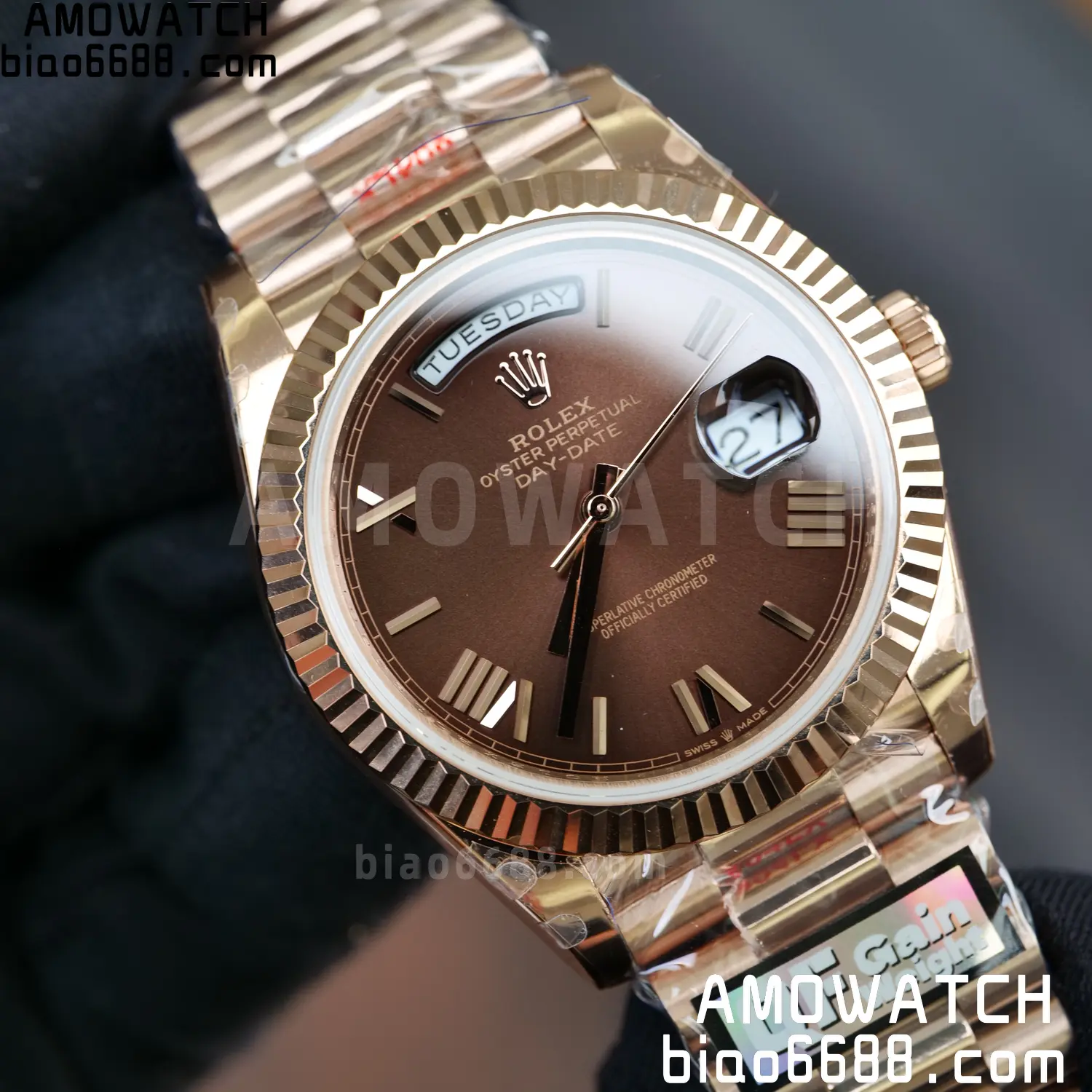 Rolex DayDate 228235 40 RG QF1:1 Best Edition Brown Roman Dial on Bracelet V6(Tungsten Heavy Versio) 75 7a758c8714c40b5 阿默表行AmoWatch
