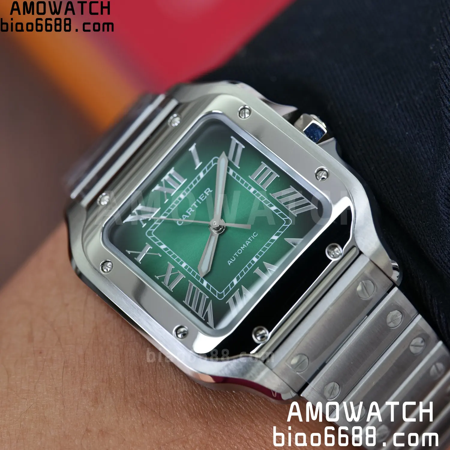 Santos de Cartier 35mm SS BVF 1:1 Best Edition Green Dial on SS Bracelet MIYOTA 9015 84 7ac8cd86c6dc0b9 阿默表行AmoWatch