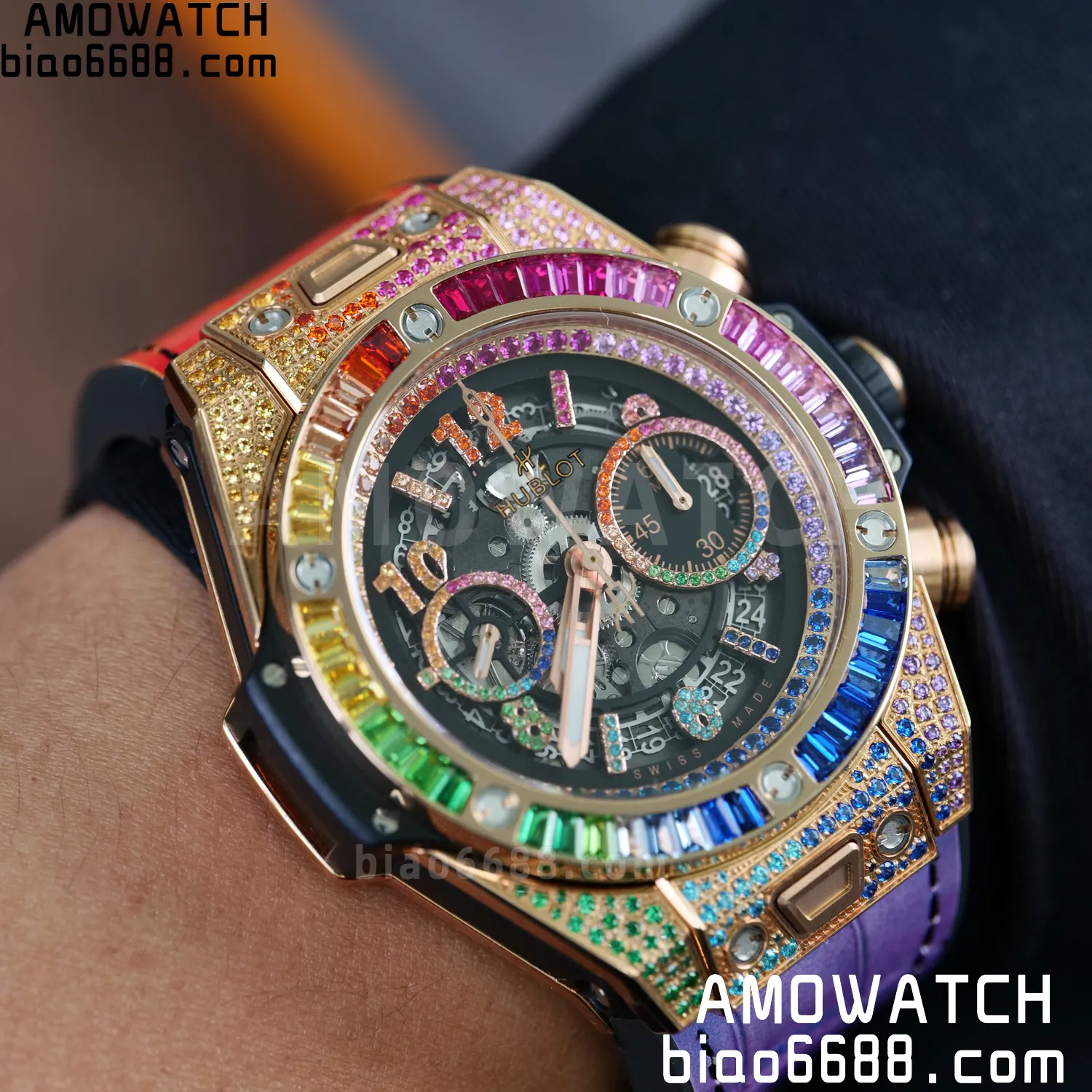 HUBLOT Big Bang Unico Rainbow King 421.OX 42mm BBF 1:1 Best Edition on Rainbow Gummy Strap A1280 85 7cf1c548aa87c28 AMO Watch