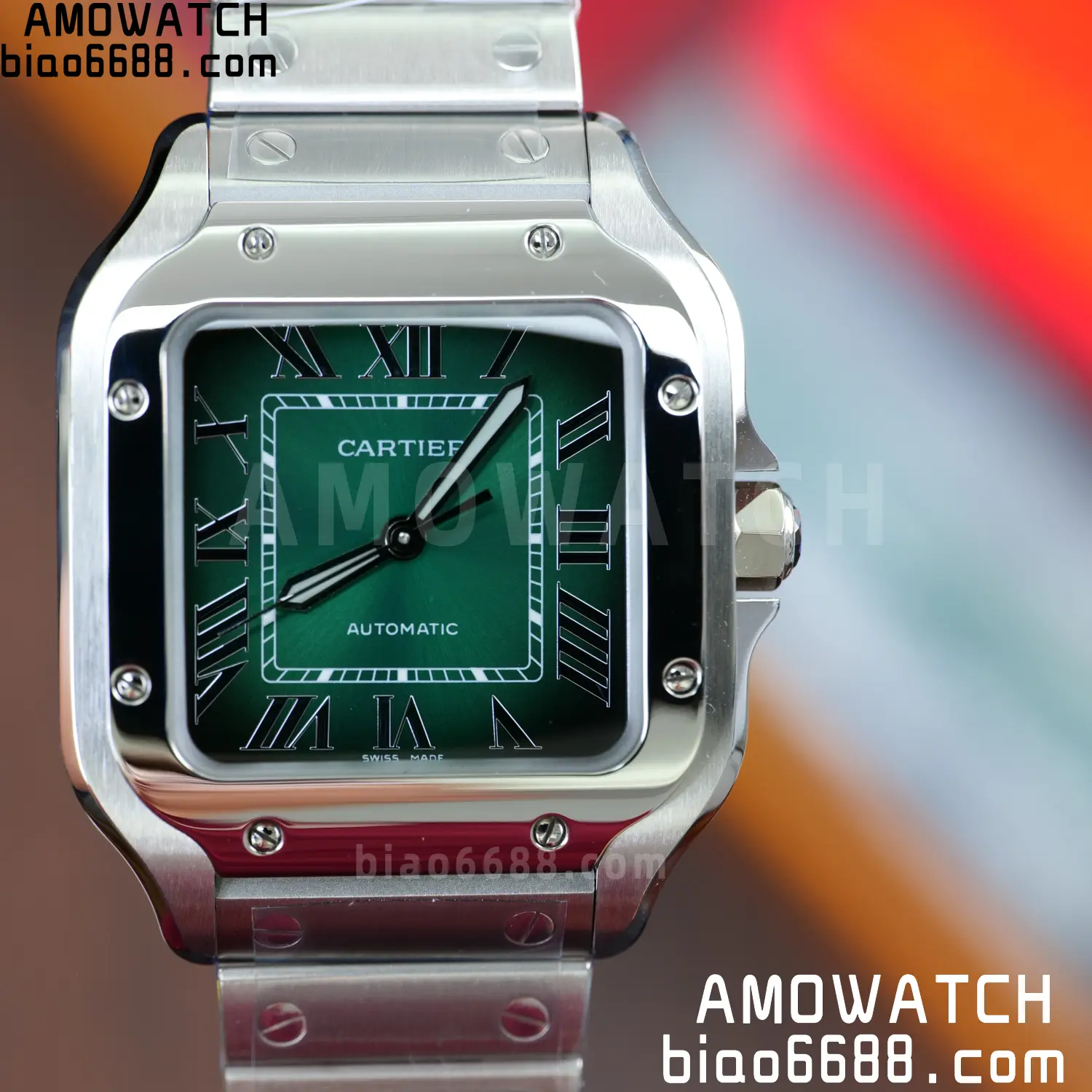 Santos de Cartier 35mm SS BVF 1:1 Best Edition Green Dial on SS Bracelet MIYOTA 9015 66 7f3c027fbb83581 阿默表行AmoWatch