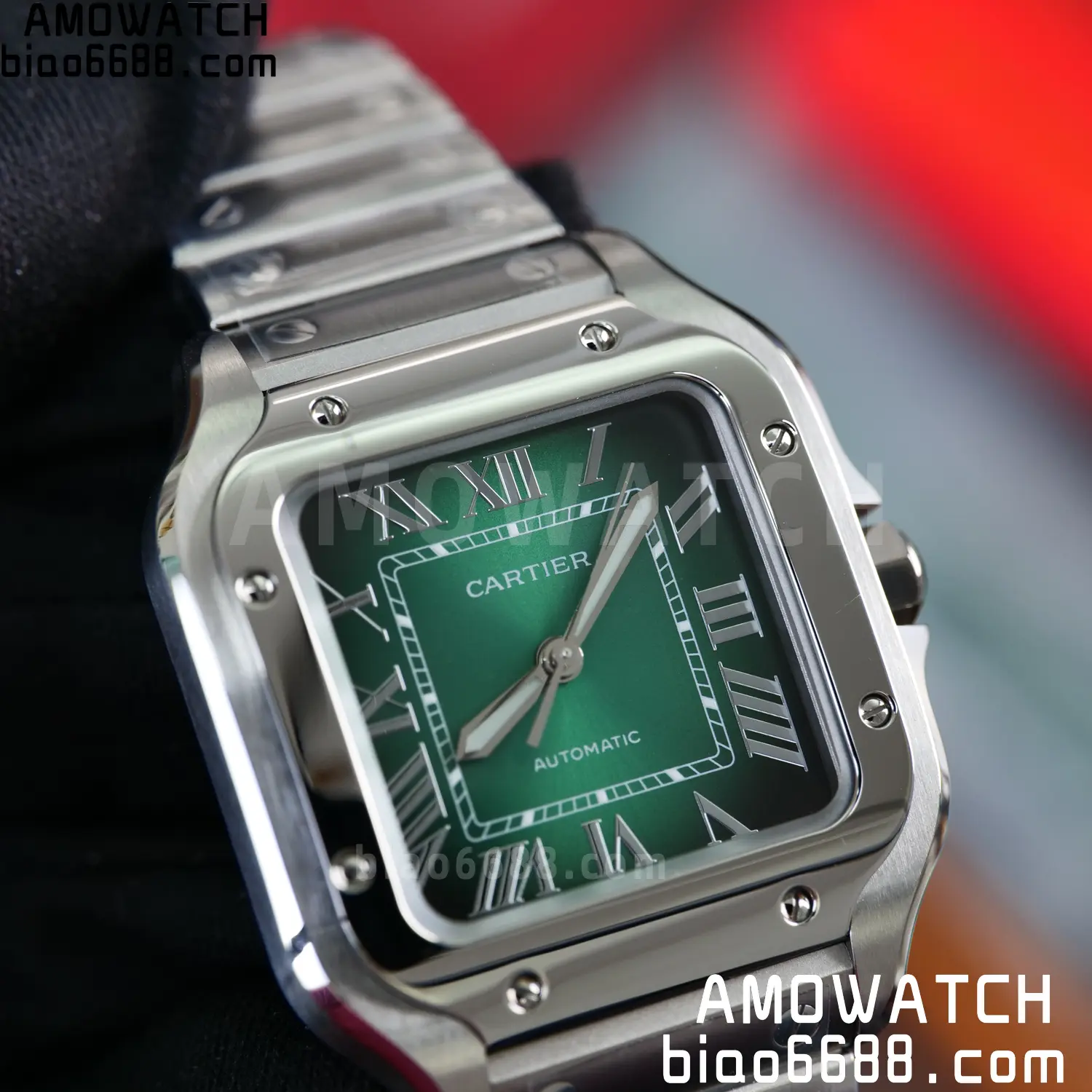 Santos de Cartier 35mm SS BVF 1:1 Best Edition Green Dial on SS Bracelet MIYOTA 9015 77 80e9f28bd6bb6ff 阿默表行AmoWatch