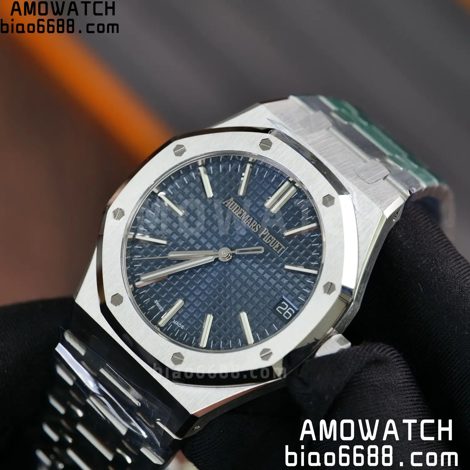 Royal Oak 41mm 15510 SS VSF 1:1 Best Edition Blue Textured Dial on SS Bracelet DD4302 Super Clone 75 88d58fa2003836b AMO Watch