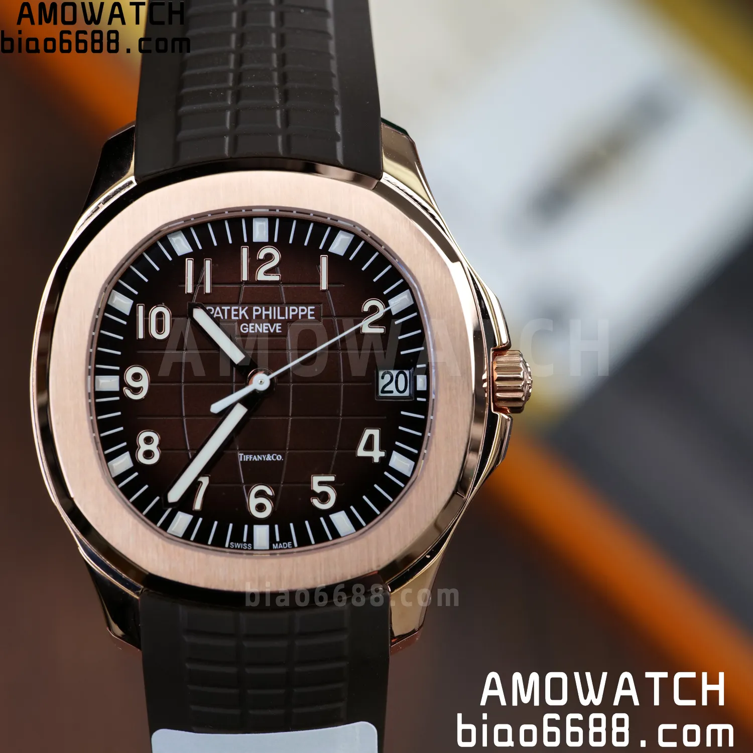 Custom Made PP Aquanaut 5167R ,Modified content :SW factory With Tiffany logo、 Gray Dial、 pointer、DEEP Crystal、18K rose gold-plated 89 89366a791fbcf6d 阿默表行AmoWatch