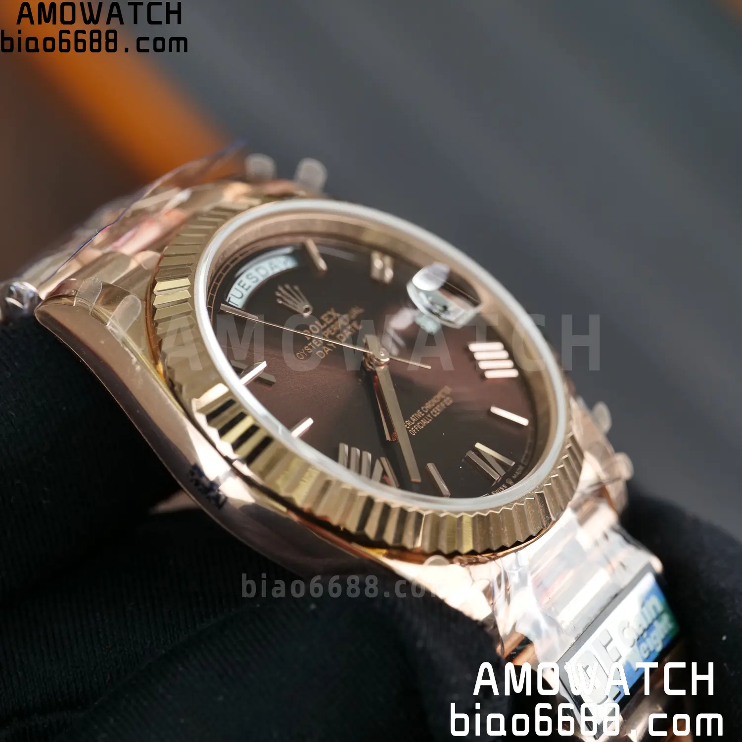 Rolex DayDate 228235 40 RG QF1:1 Best Edition Brown Roman Dial on Bracelet V6(Tungsten Heavy Versio) 79 8b1545557ff0747 阿默表行AmoWatch