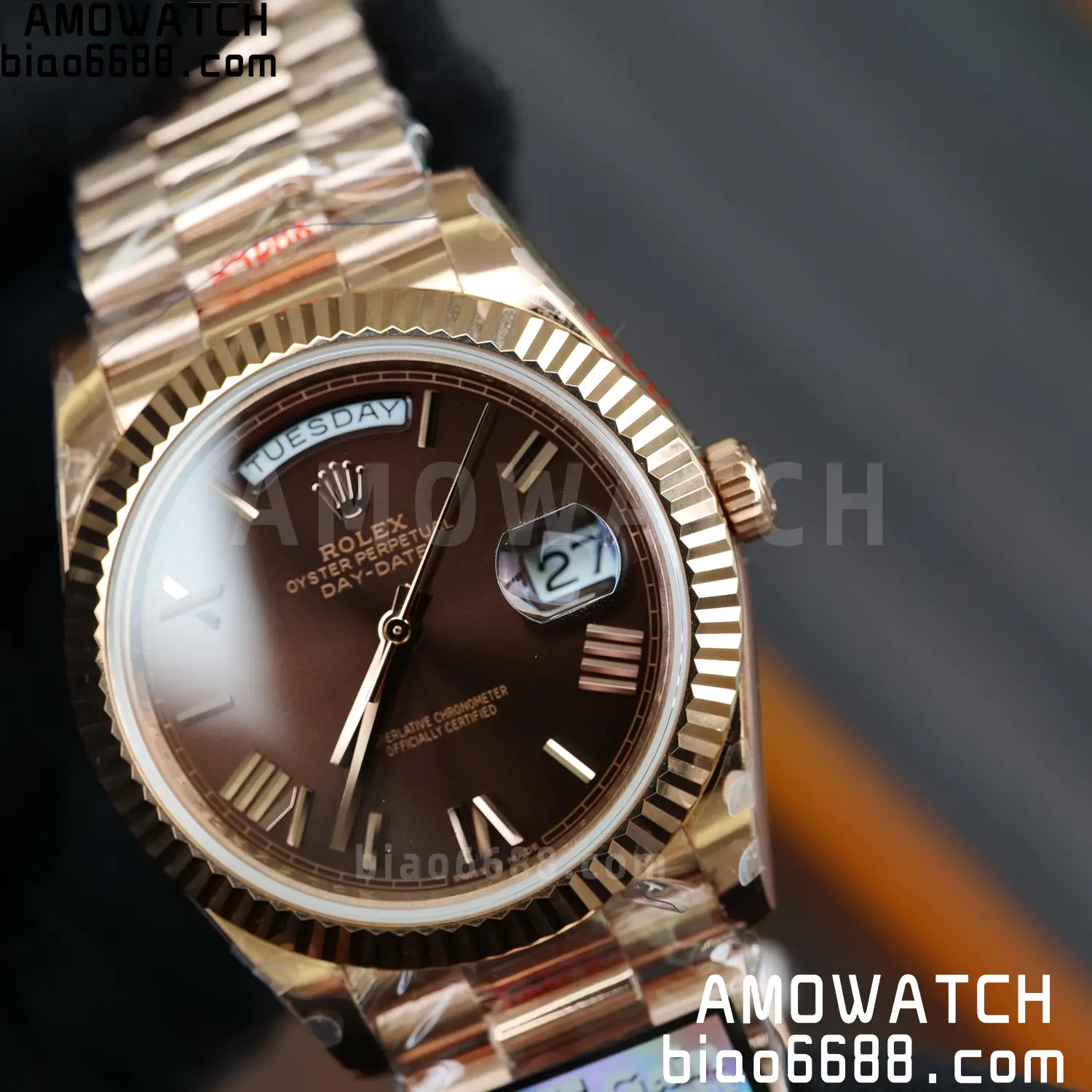 Rolex DayDate 228235 40 RG QF1:1 Best Edition Brown Roman Dial on Bracelet V6(Tungsten Heavy Versio) 74 9a9b67a3772e0b9 阿默表行AmoWatch
