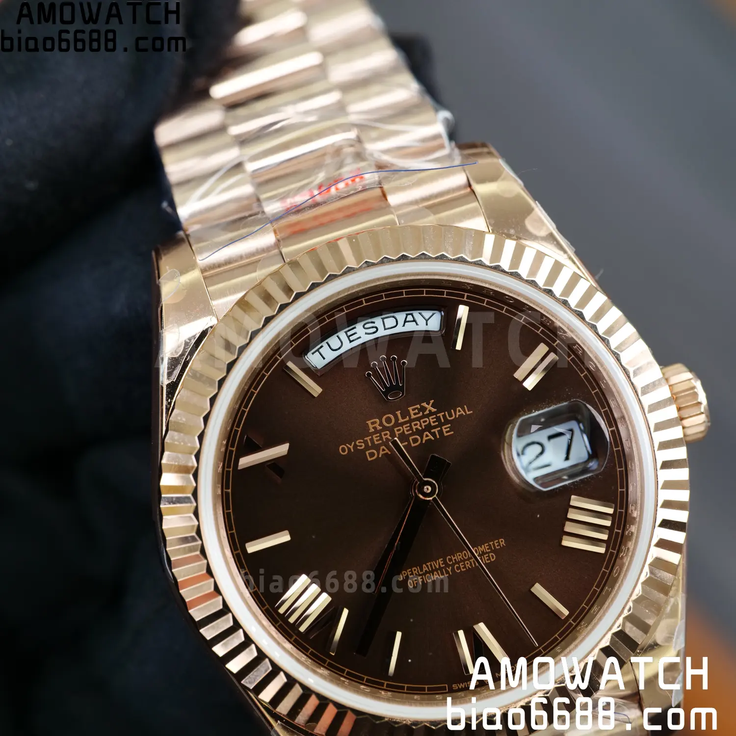 Rolex DayDate 228235 40 RG QF1:1 Best Edition Brown Roman Dial on Bracelet V6(Tungsten Heavy Versio) 77 9def9303f03151a 阿默表行AmoWatch