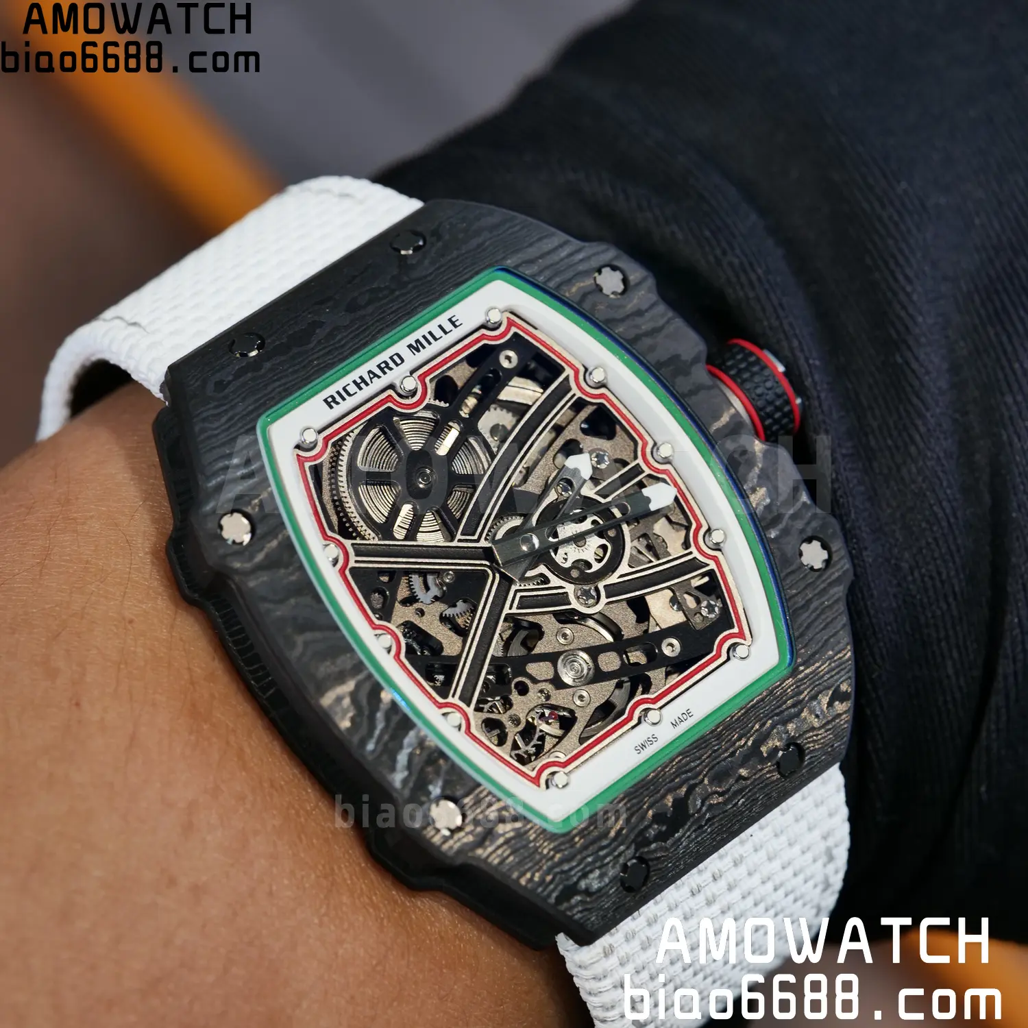 RICHARD MILLE RM67-02 Black NTPT Best Edition Italy Dial on White Nylon strap CRMA7 V9 137 a2ad8fd4565c7b9 阿默表行AmoWatch