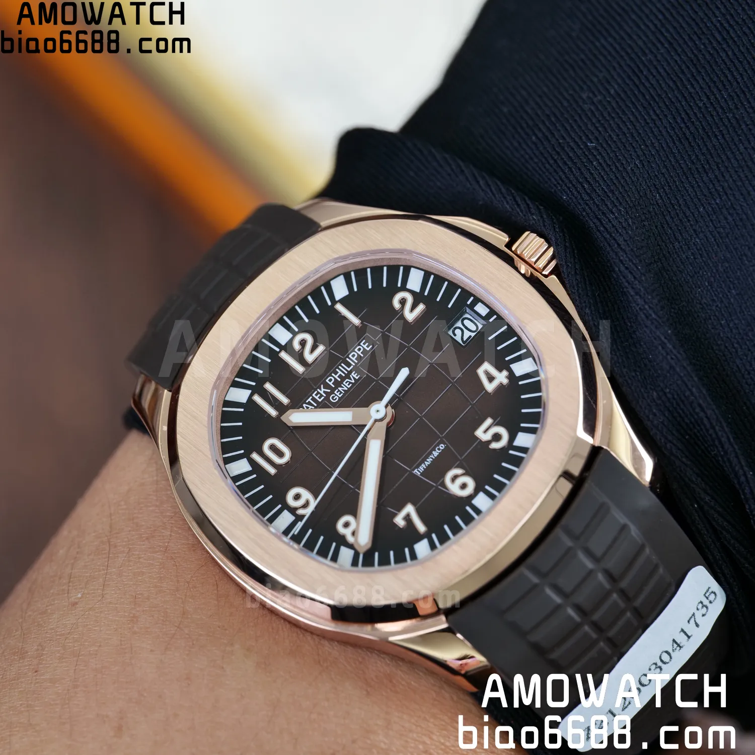 Custom Made PP Aquanaut 5167R ,Modified content :SW factory With Tiffany logo、 Gray Dial、 pointer、DEEP Crystal、18K rose gold-plated 108 a511513278bb879 阿默表行AmoWatch