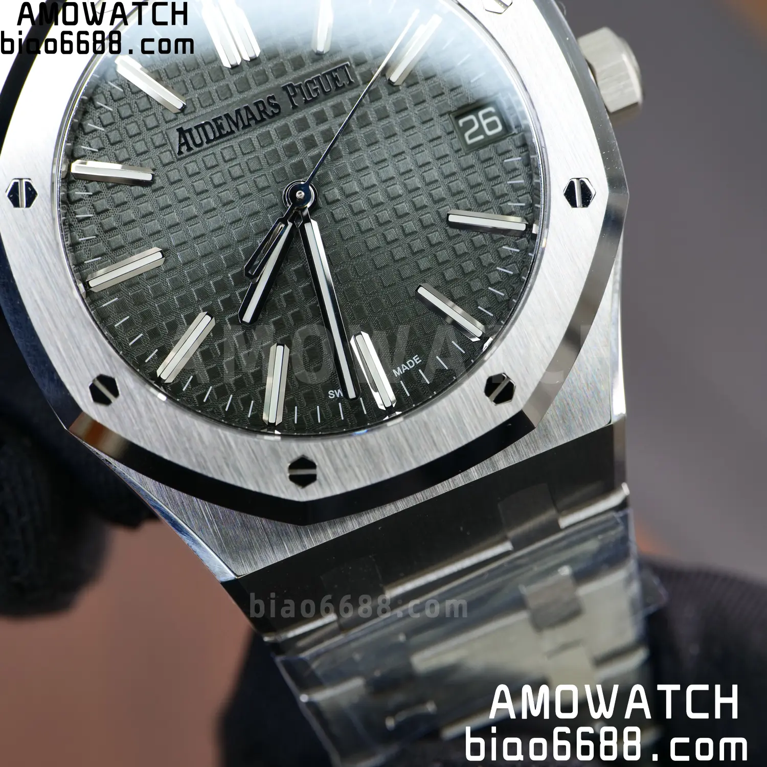 Royal Oak 41mm 15510 SS VSF 1:1 Best Edition Green Textured Dial on SS Bracelet DD4302 Super Clone 79 a8370761eedefa3 阿默表行AmoWatch