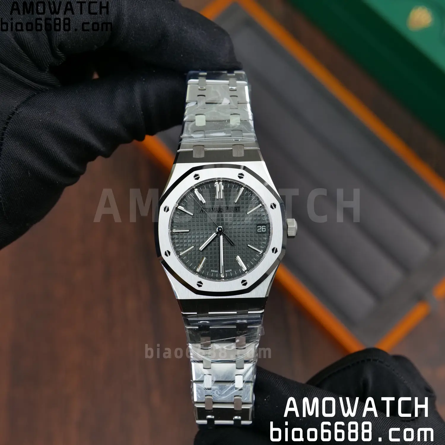 Royal Oak 41mm 15510 SS VSF 1:1 Best Edition Green Textured Dial on SS Bracelet DD4302 Super Clone 63 abf8608b3781754 阿默表行AmoWatch