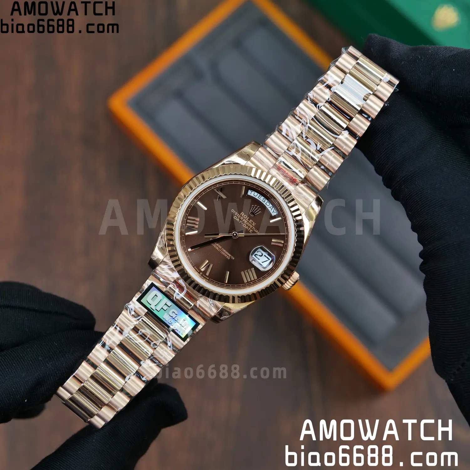 Rolex DayDate 228235 40 RG QF1:1 Best Edition Brown Roman Dial on Bracelet V6(Tungsten Heavy Versio) 62 b37bde2c154eeac 阿默表行AmoWatch