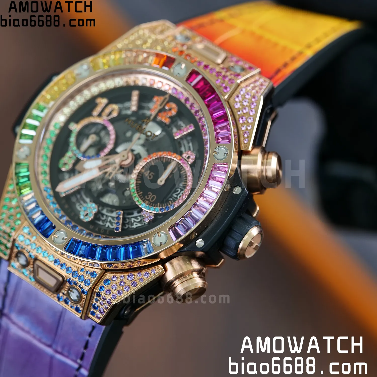 HUBLOT Big Bang Unico Rainbow King 421.OX 42mm BBF 1:1 Best Edition on Rainbow Gummy Strap A1280 71 b3c34df03a08df9 AMO Watch