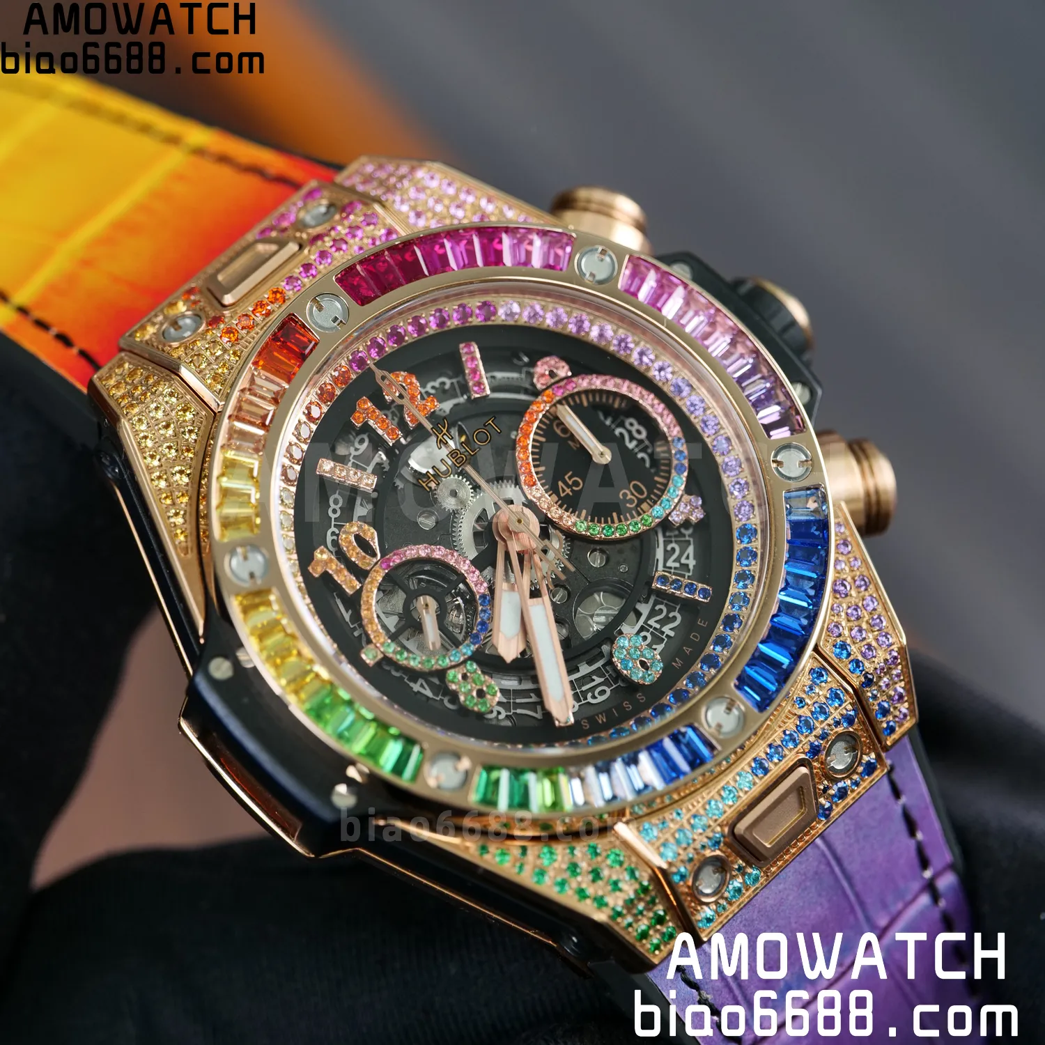 HUBLOT Big Bang Unico Rainbow King 421.OX 42mm BBF 1:1 Best Edition on Rainbow Gummy Strap A1280 72 b982b91e9ac15ab AMO Watch