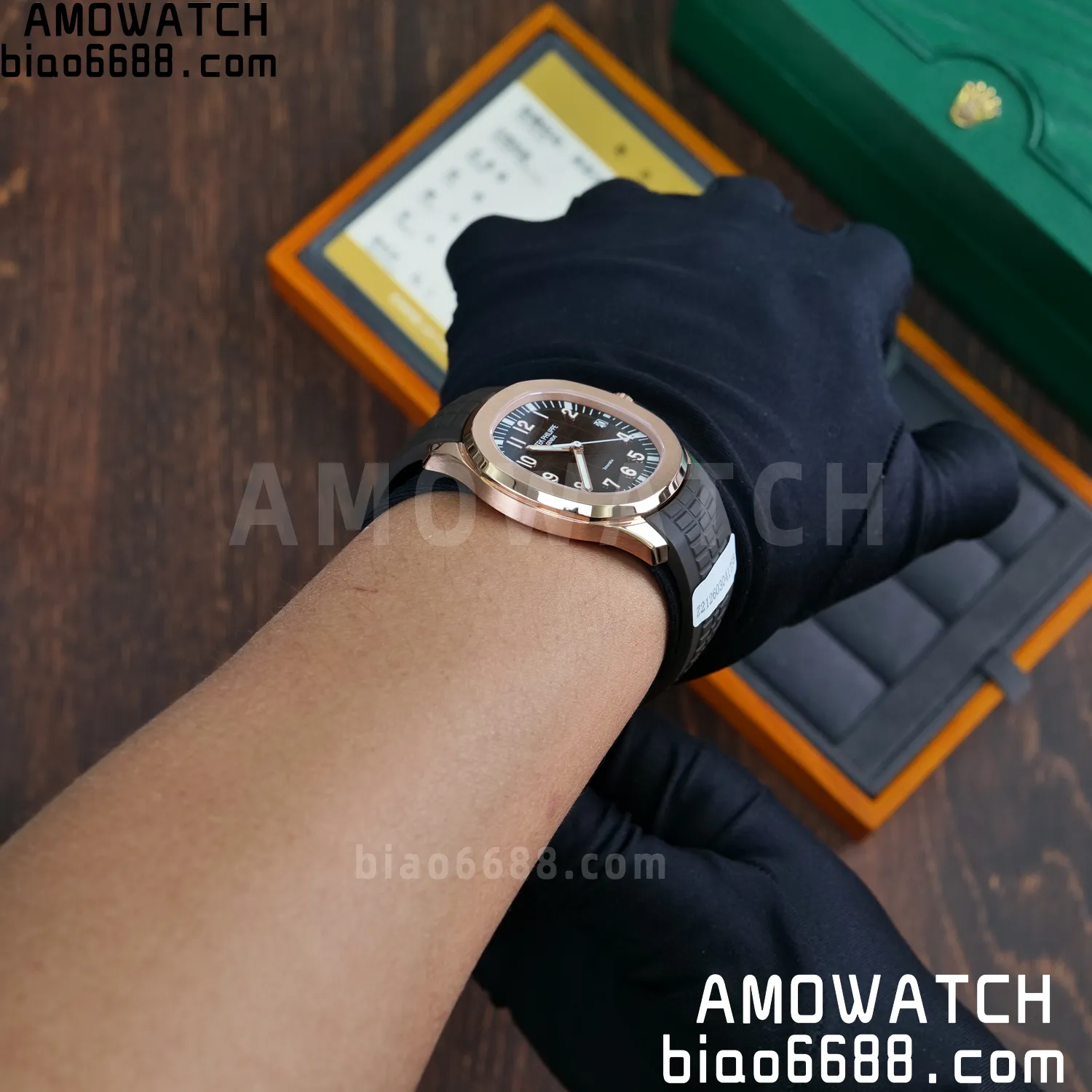 Custom Made PP Aquanaut 5167R ,Modified content :SW factory With Tiffany logo、 Gray Dial、 pointer、DEEP Crystal、18K rose gold-plated 117 bfc6ef56bc619bf 阿默表行AmoWatch