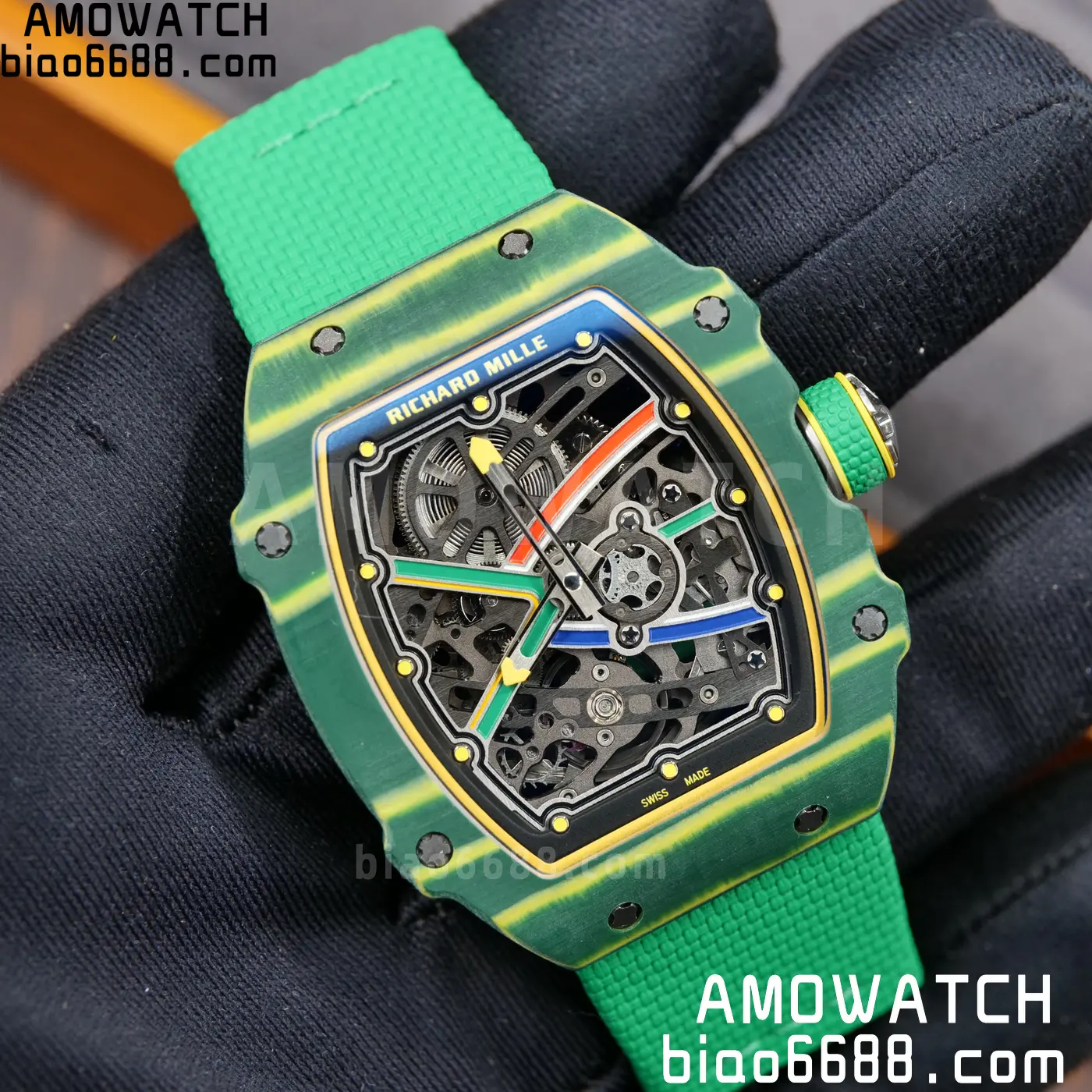 RICHARD MILLE RM67-02 Green NTPT Best Edition Umi Maker's Dial on Green Nylon strap CRMA7 Clone V9 99 c1790f0132ae23a AMO Watch