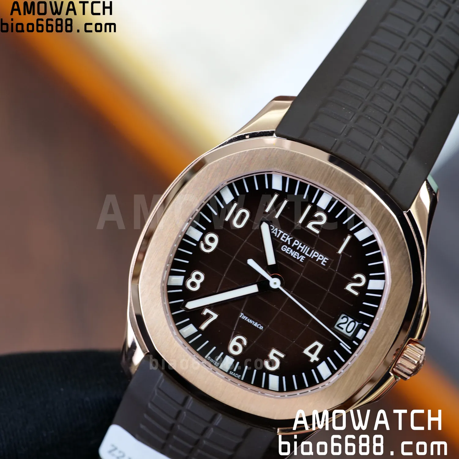 Custom Made PP Aquanaut 5167R ,Modified content :SW factory With Tiffany logo、 Gray Dial、 pointer、DEEP Crystal、18K rose gold-plated 102 c4b1c7efd91fe12 阿默表行AmoWatch