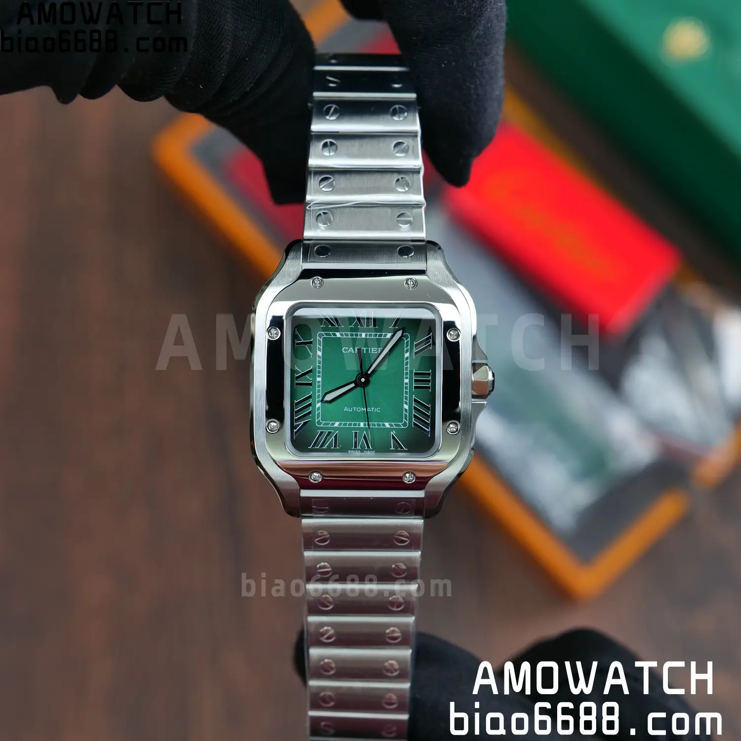 Santos de Cartier 35mm SS BVF 1:1 Best Edition Green Dial on SS Bracelet MIYOTA 9015 65 c9f79a78f5dd105 阿默表行AmoWatch