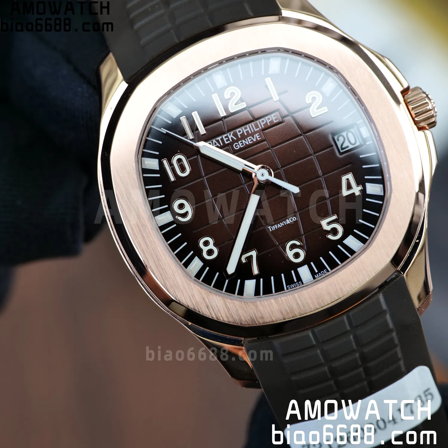 Custom Made PP Aquanaut 5167R ,Modified content :SW factory With Tiffany logo、 Gray Dial、 pointer、DEEP Crystal、18K rose gold-plated 98 cad71d96c32dbfa 阿默表行AmoWatch