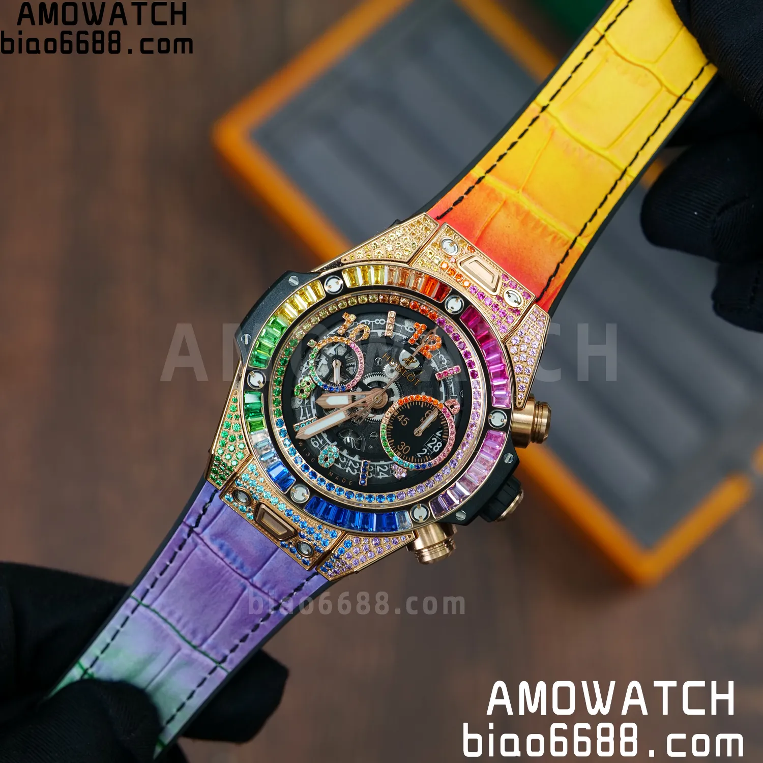 HUBLOT Big Bang Unico Rainbow King 421.OX 42mm BBF 1:1 Best Edition on Rainbow Gummy Strap A1280 63 ce90edc43c401d8 AMO Watch