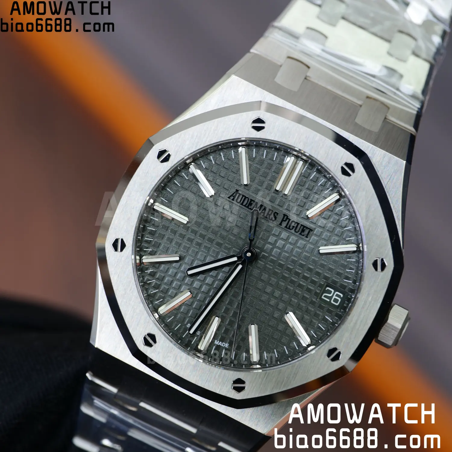 Royal Oak 41mm 15510 SS VSF 1:1 Best Edition Green Textured Dial on SS Bracelet DD4302 Super Clone 82 d2fb23c56542f8b 阿默表行AmoWatch