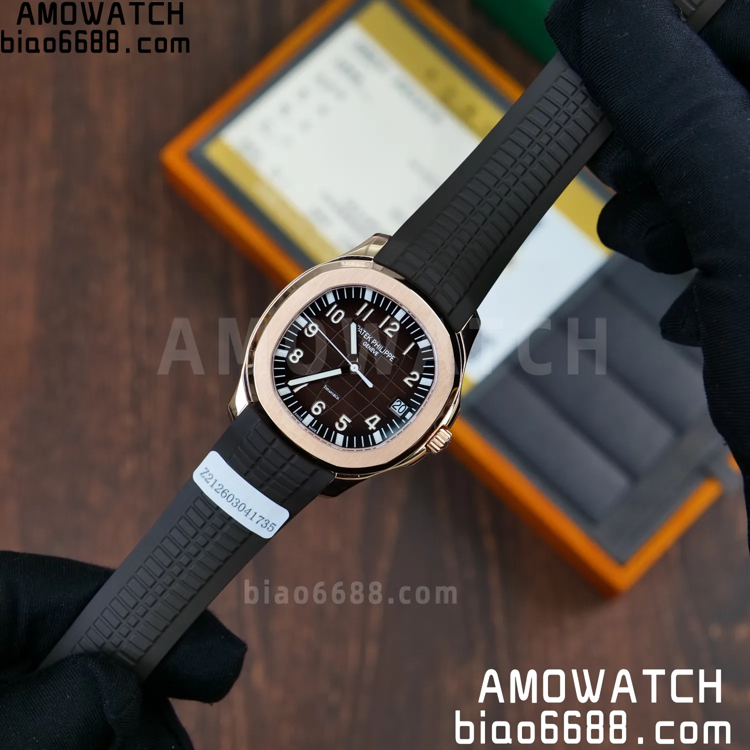 Custom Made PP Aquanaut 5167R ,Modified content :SW factory With Tiffany logo、 Gray Dial、 pointer、DEEP Crystal、18K rose gold-plated 85 d8ca33de8354064 阿默表行AmoWatch