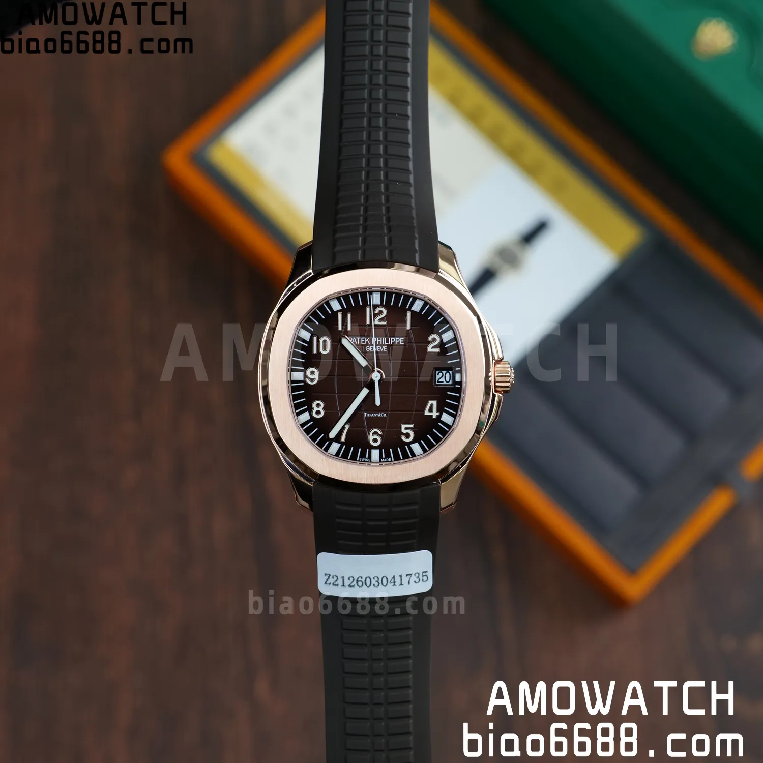 Custom Made PP Aquanaut 5167R ,Modified content :SW factory With Tiffany logo、 Gray Dial、 pointer、DEEP Crystal、18K rose gold-plated 88 d934dbcaef1015f 阿默表行AmoWatch