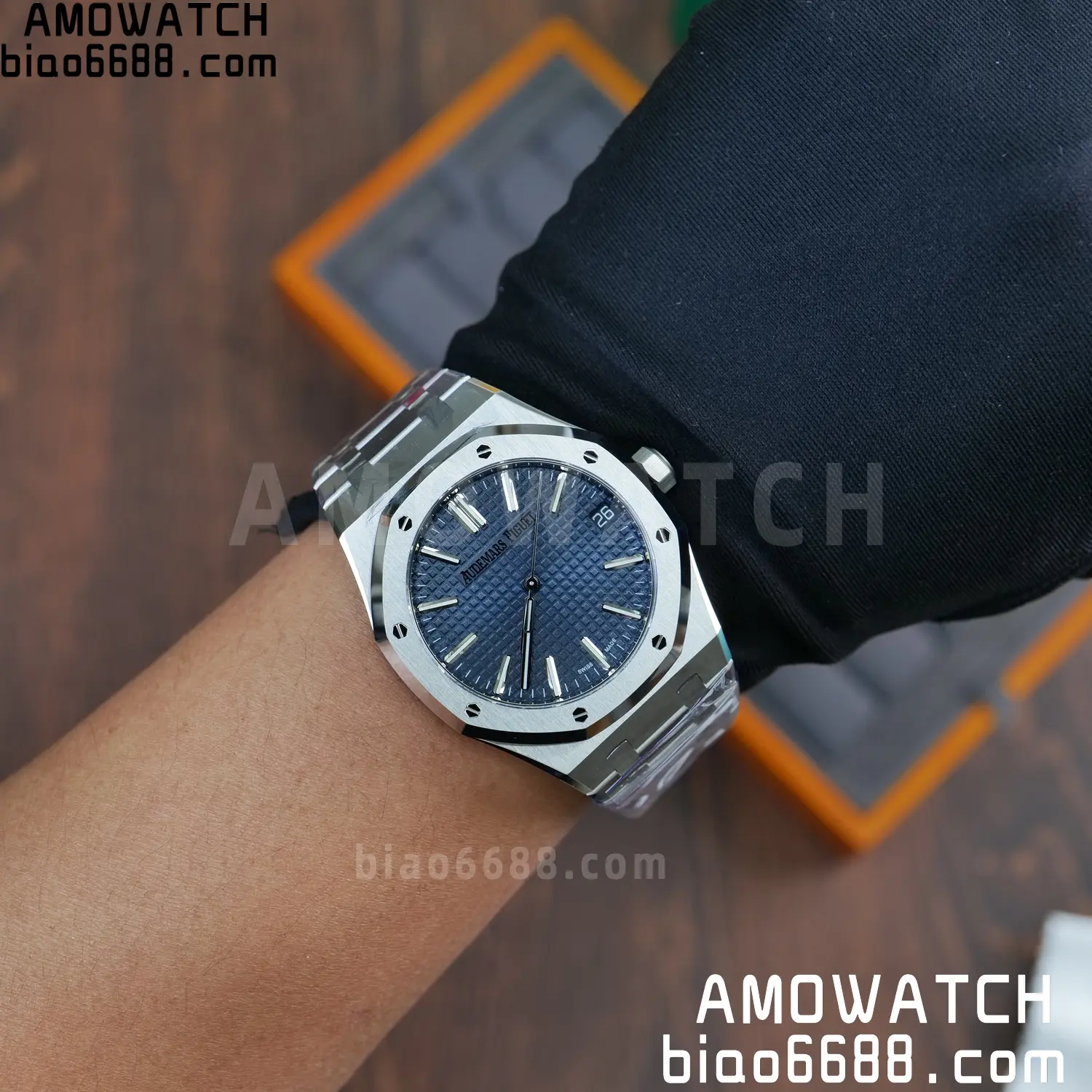 Royal Oak 41mm 15510 SS VSF 1:1 Best Edition Blue Textured Dial on SS Bracelet DD4302 Super Clone 90 e36458cfe018b58 AMO Watch
