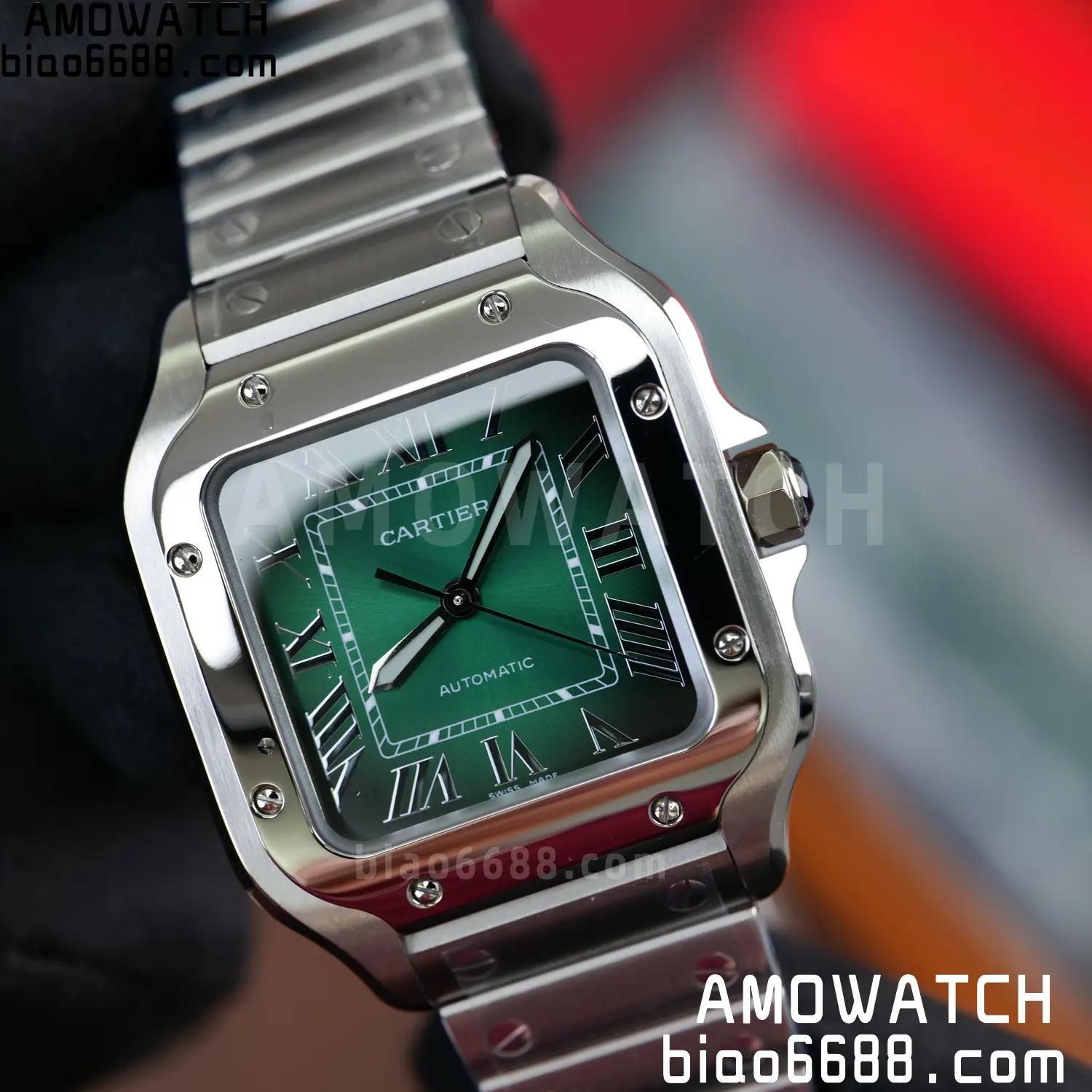 Santos de Cartier 35mm SS BVF 1:1 Best Edition Green Dial on SS Bracelet MIYOTA 9015 74 e4b499ec27b90c5 阿默表行AmoWatch