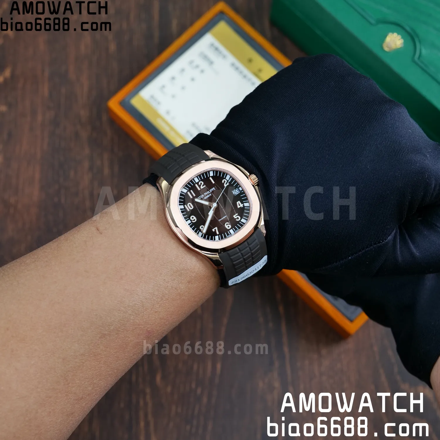 Custom Made PP Aquanaut 5167R ,Modified content :SW factory With Tiffany logo、 Gray Dial、 pointer、DEEP Crystal、18K rose gold-plated 114 e75bd017546066f 阿默表行AmoWatch