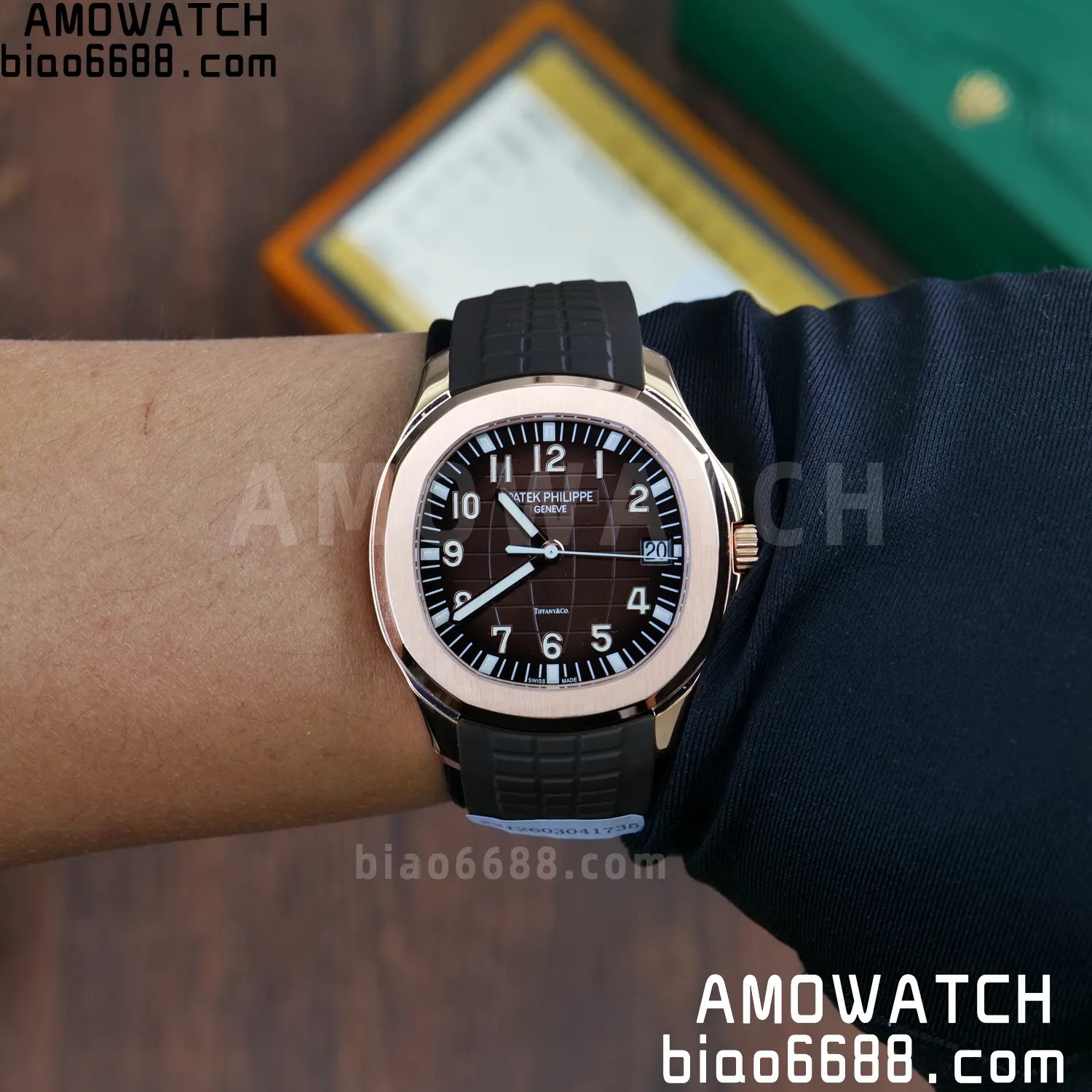 Custom Made PP Aquanaut 5167R ,Modified content :SW factory With Tiffany logo、 Gray Dial、 pointer、DEEP Crystal、18K rose gold-plated 115 f5c9256dbcbfdb2 阿默表行AmoWatch