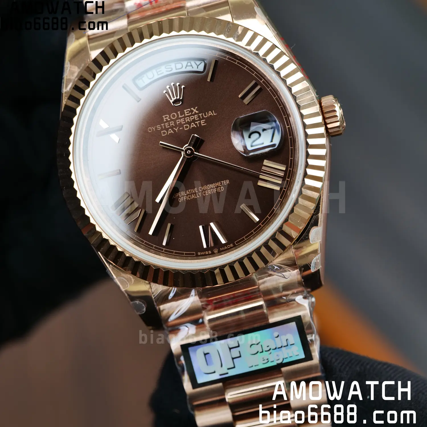 Rolex DayDate 228235 40 RG QF1:1 Best Edition Brown Roman Dial on Bracelet V6(Tungsten Heavy Versio) 76 f850f9b0d199b8b 阿默表行AmoWatch